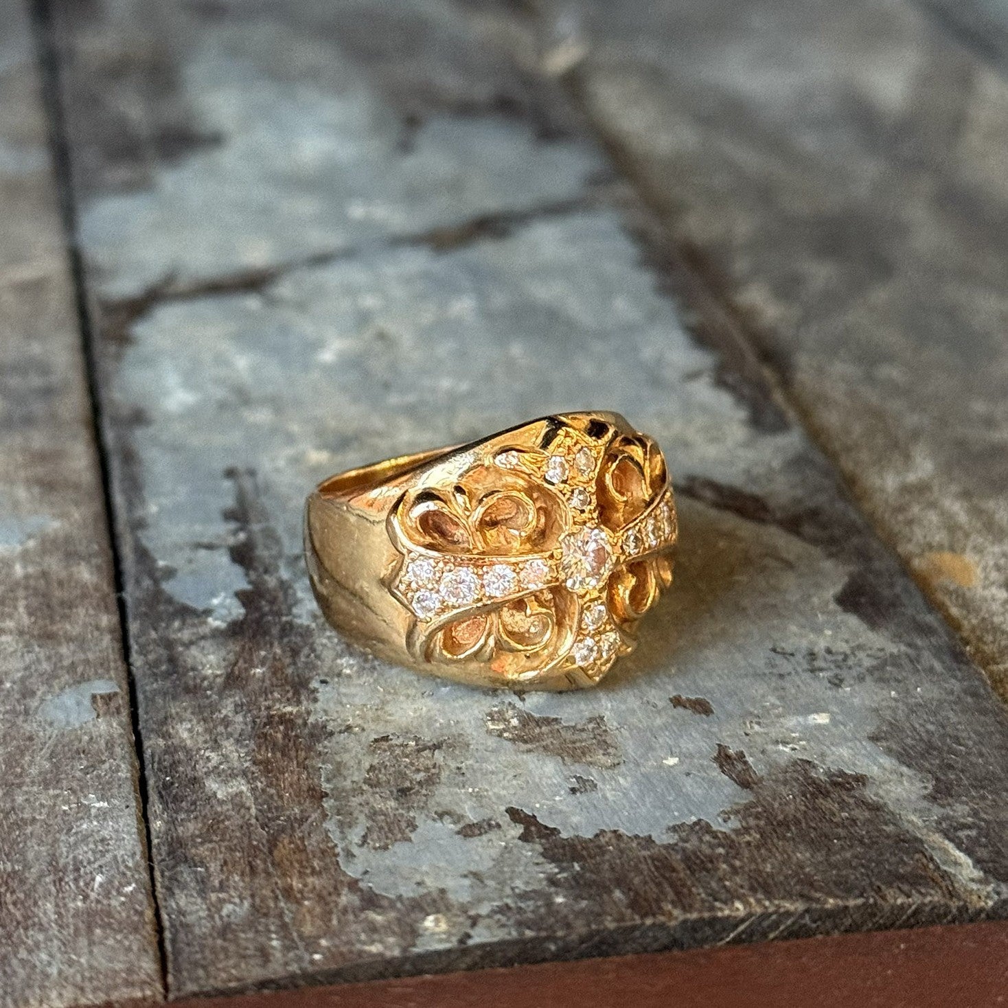 CHROME HEARTS 22K KEEPER RING Pave Diamond Size 23号 クロムハーツ 22K キーパーリング パヴェダイヤモンド サイズ23号