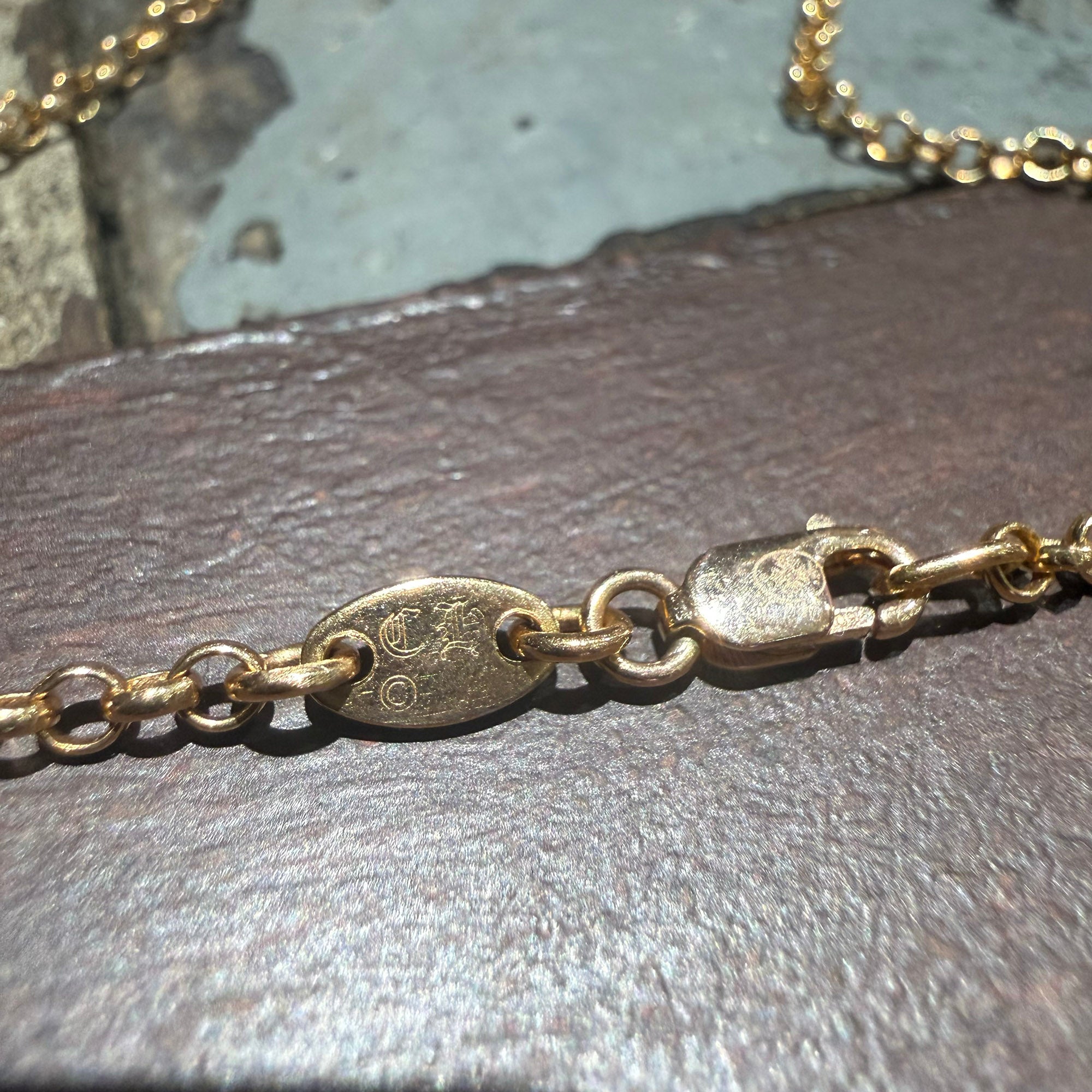 CHROME HEARTS 22K Safety Pin 1 Diamond Roll Chain Necklace Size 18 Inch クロムハーツ 22K セーフティピン 1ダイヤモンド ロールチェーン ネックレス 18インチ
