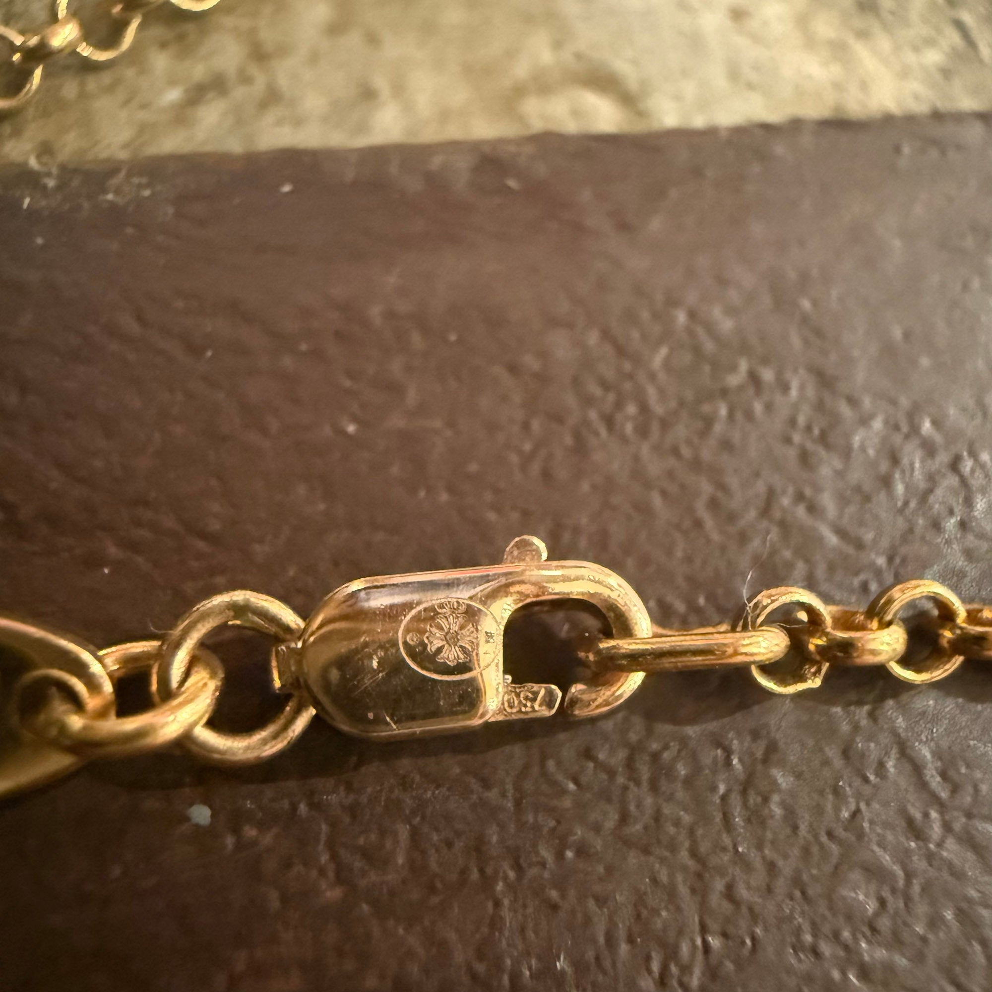 CHROME HEARTS 22K Safety Pin 1 Diamond Roll Chain Necklace Size 18 Inch クロムハーツ 22K セーフティピン 1ダイヤモンド ロールチェーン ネックレス 18インチ