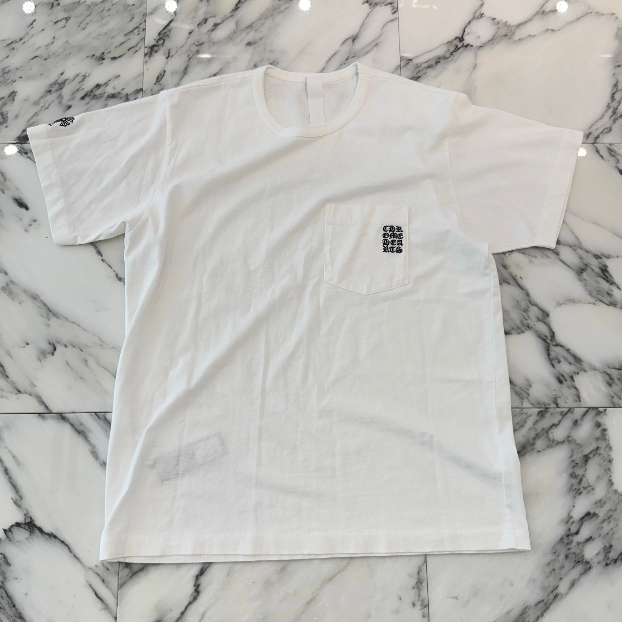 CHROME HEARTS Y NOT Vertical Logo Cross Embroidery Tee Size L クロムハーツ ワイノット バーティカルロゴ クロス刺繍 Tシャツ サイズL