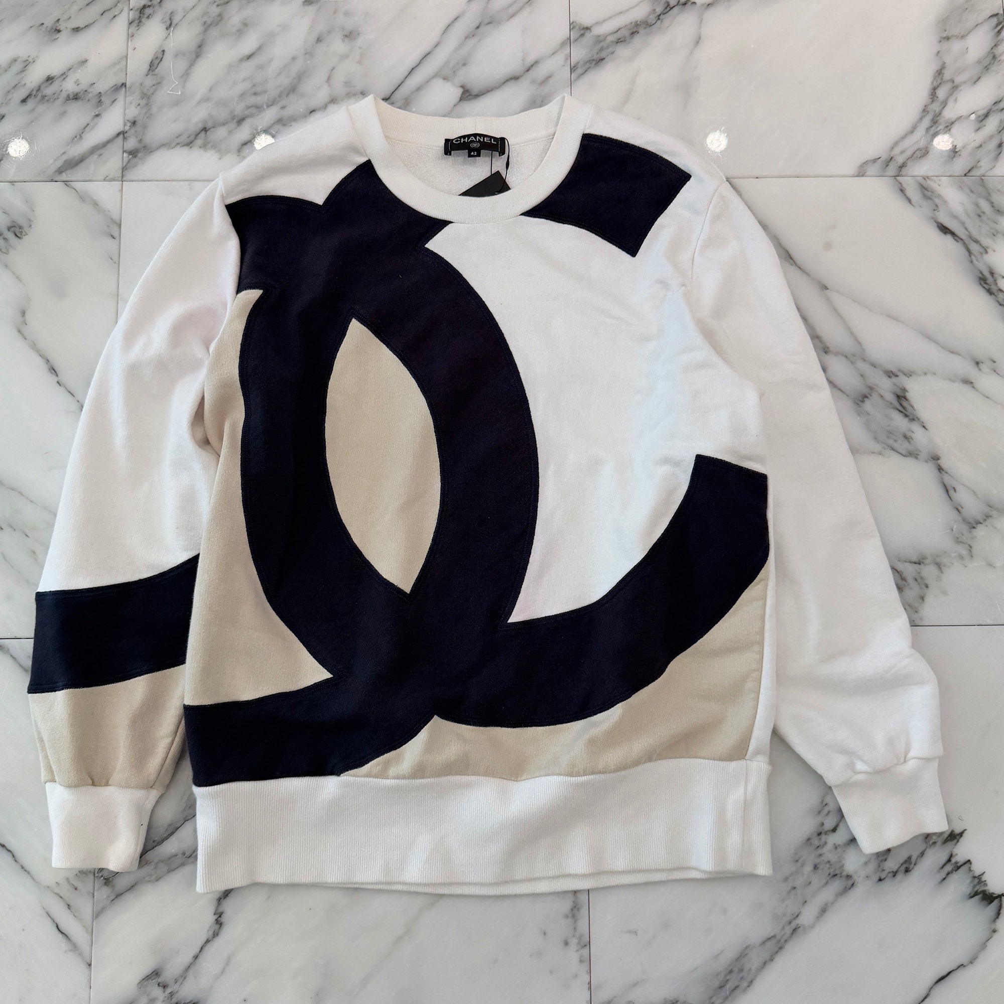 CHANEL 2018SS Large CC Mark Cotton Sweat Shirt P76509K10994 Size 42 シャネル ラージ ココマーク コットン スウェット シャツ サイズ42