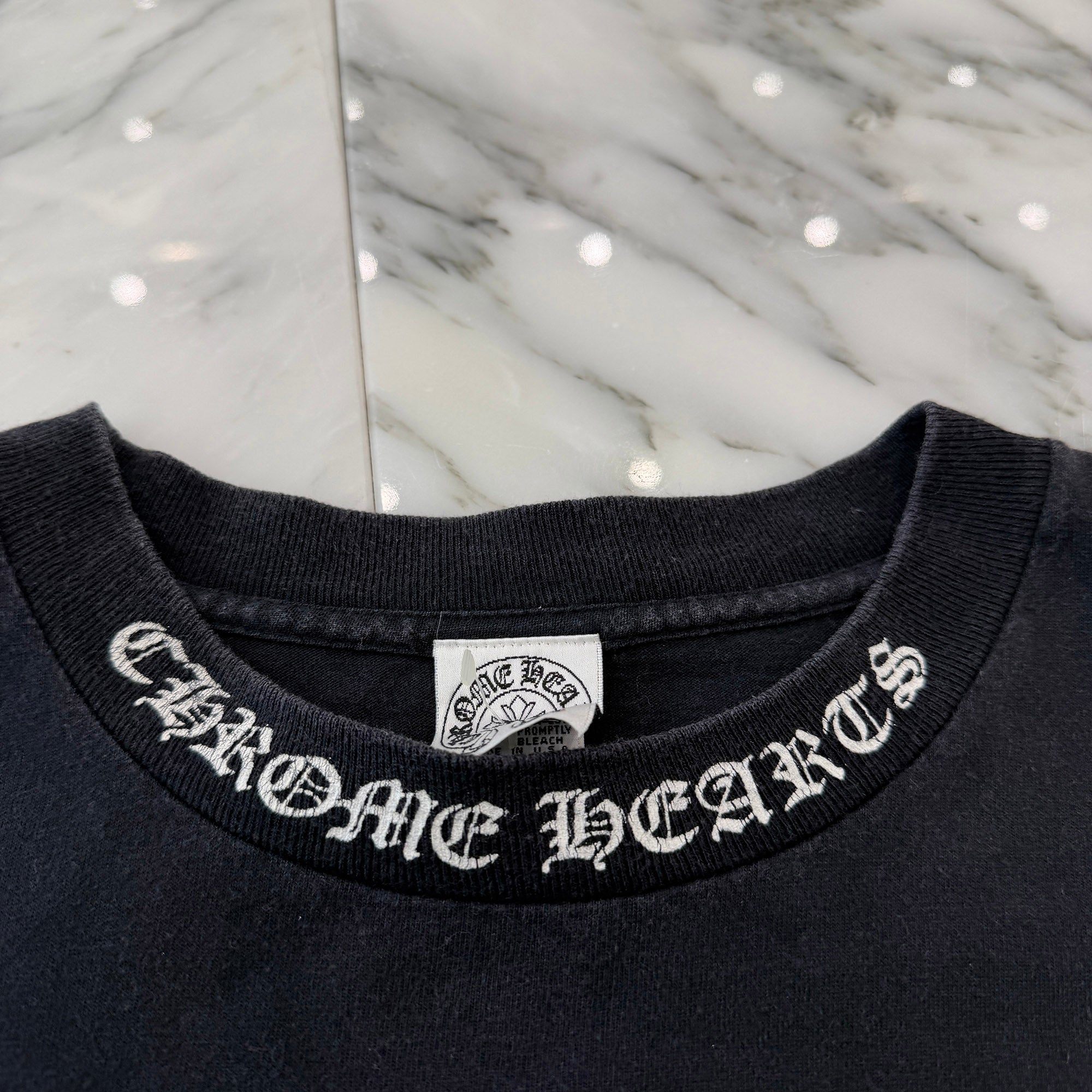 CHROME HEARTS Neck Logo Back Scroll Vine Dagger Tee Size L クロムハーツ ネックロゴ バックスクロール ヴァインダガー Tシャツ サイズL