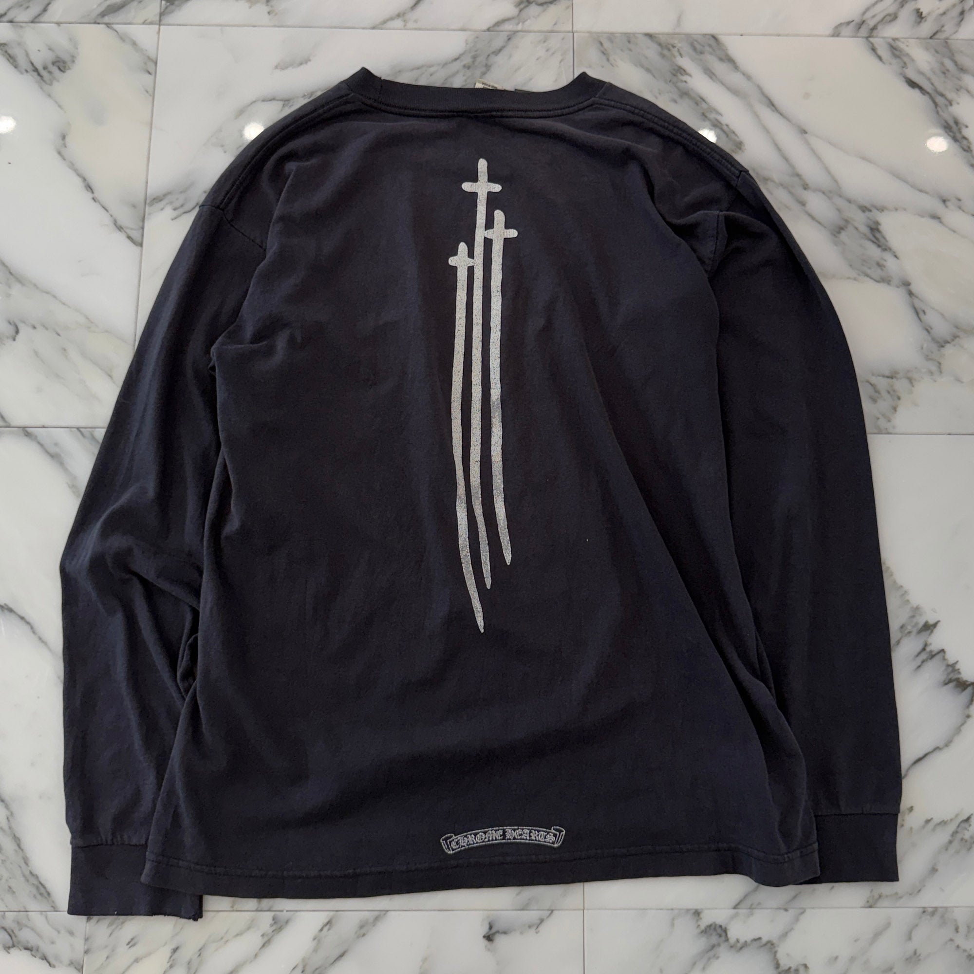 CHROME HEARTS Vertical Logo RS3 Cross Long Sleeve Tee Size L クロムハーツ ヴァーティカルロゴ RS3 クロス ロングスリーブTシャツ サイズL