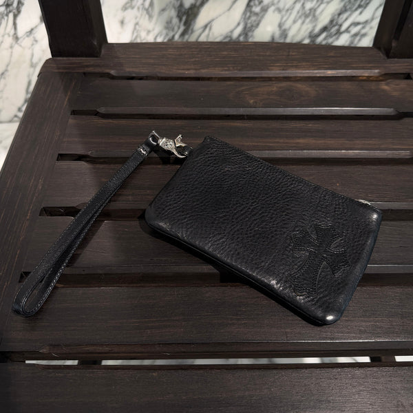 CHROME HEARTS Cross Leather Patch Zipper Change Purse Wallet クロムハーツ クロスレザーパッチ ジッパー チェンジパース ウォレット
