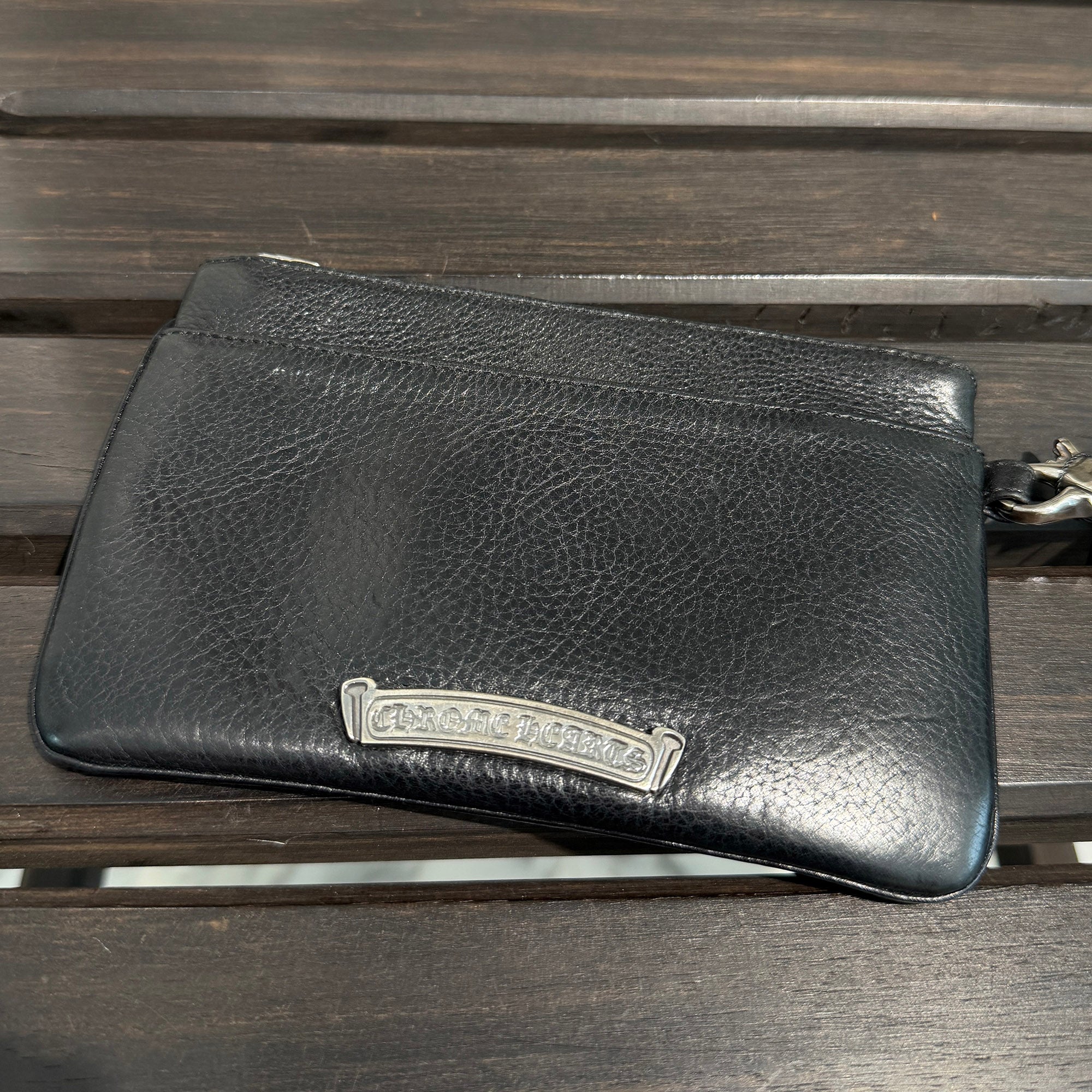 CHROME HEARTS Cross Leather Patch Zipper Change Purse Wallet クロムハーツ クロスレザーパッチ ジッパー チェンジパース ウォレット