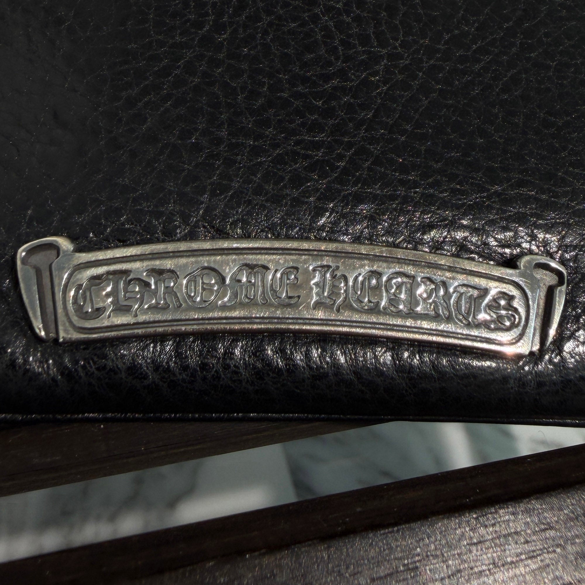 CHROME HEARTS Cross Leather Patch Zipper Change Purse Wallet クロムハーツ クロスレザーパッチ ジッパー チェンジパース ウォレット