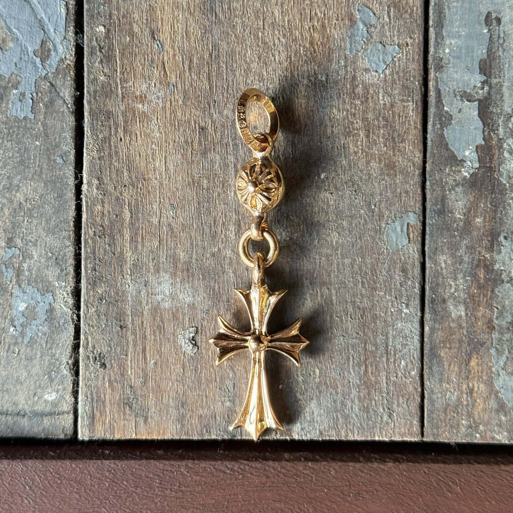 CHROME HEARTS 22K 1 Ball Tiny Cross Charm Neckless Top クロムハーツ 22K 1ボール タイニークロスチャーム ネックレストップ