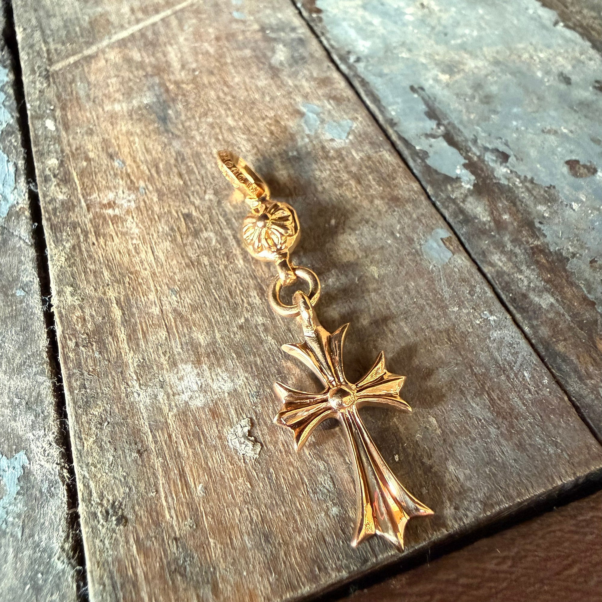 CHROME HEARTS 22K 1 Ball Tiny Cross Charm Neckless Top クロムハーツ 22K 1ボール タイニークロスチャーム ネックレストップ