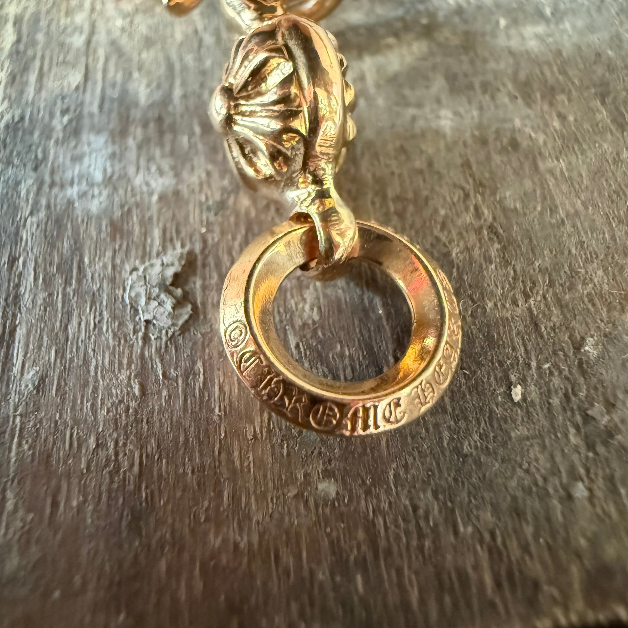 CHROME HEARTS 22K 1 Ball Tiny Cross Charm Neckless Top クロムハーツ 22K 1ボール タイニークロスチャーム ネックレストップ