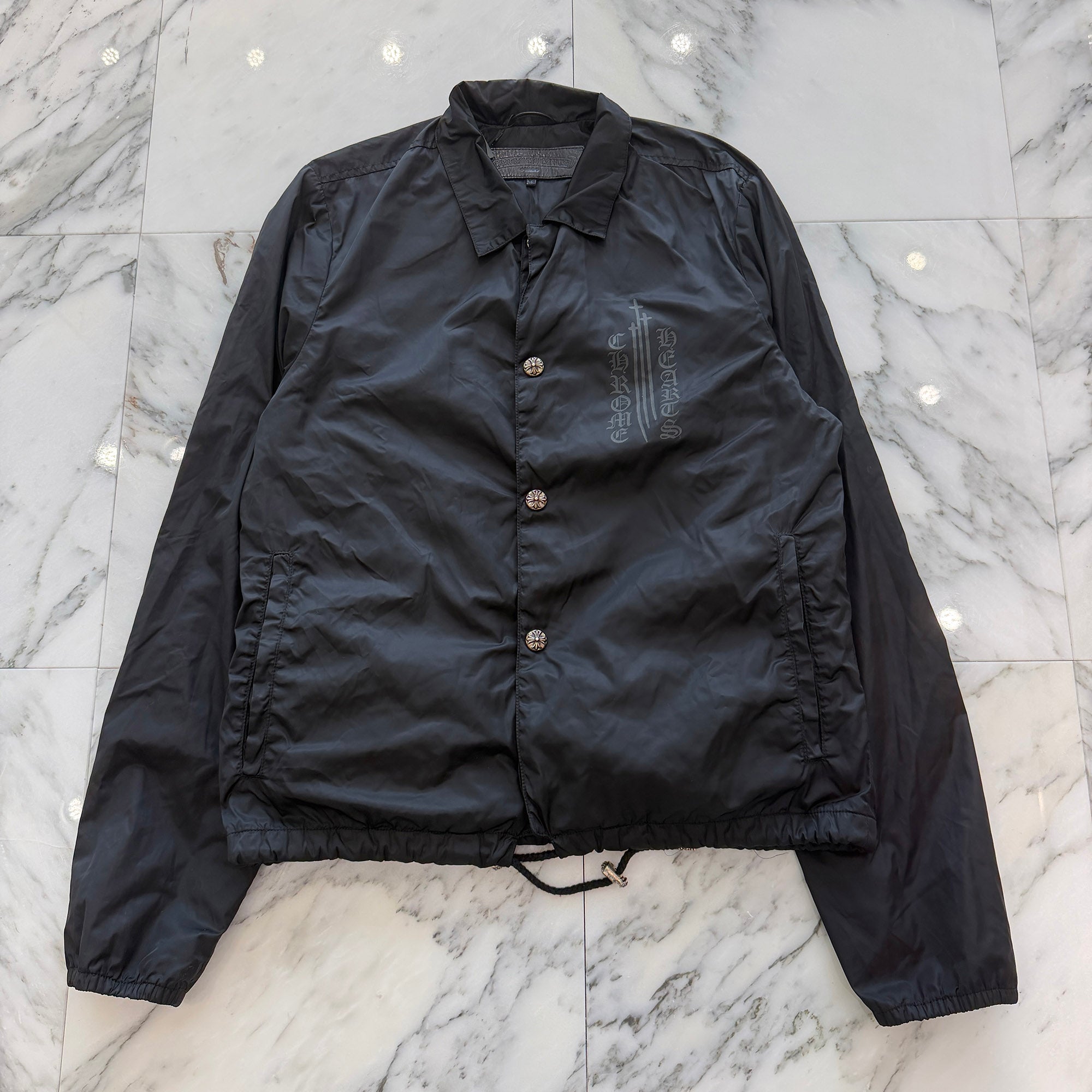 CHROME HEARTS RIGGINS FBRC English Print Nylon Coach Jacket Size M クロムハーツ リギンズ ファブリック イングリッシュ プリント ナイロンコーチジャケット サイズM