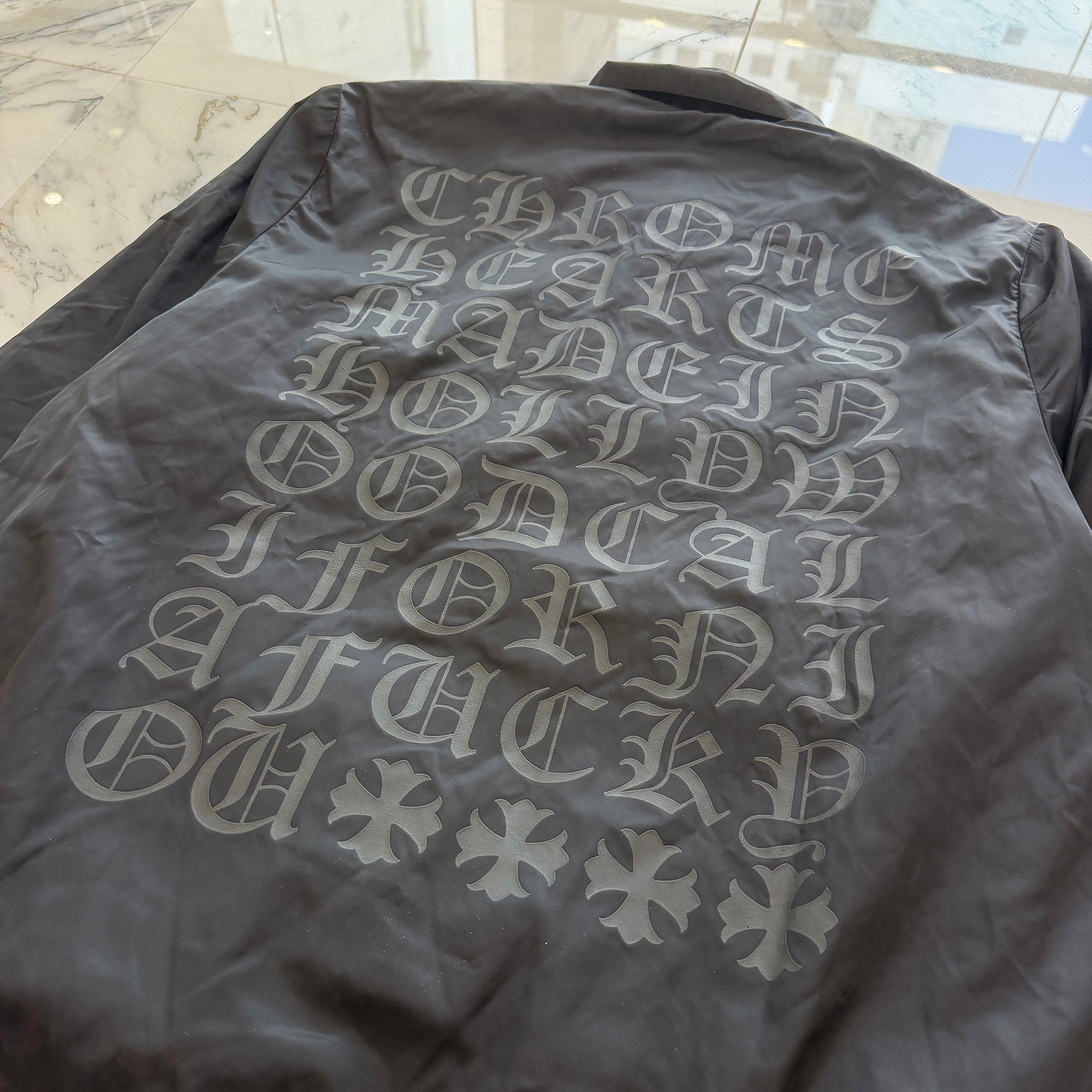 CHROME HEARTS RIGGINS FBRC English Print Nylon Coach Jacket Size M クロムハーツ リギンズ ファブリック イングリッシュ プリント ナイロンコーチジャケット サイズM