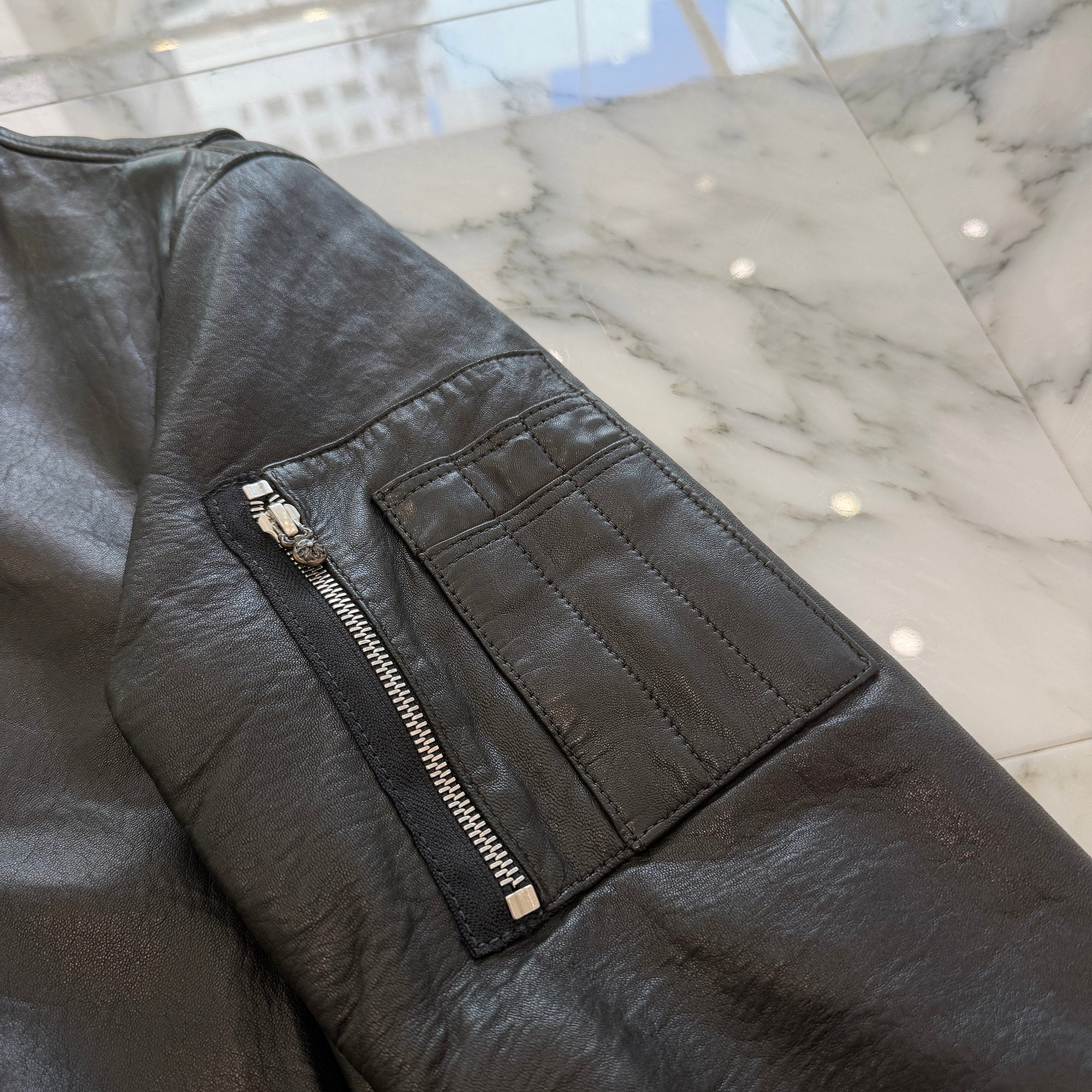 CHROME HEARTS Soft Leather Dagger Zip Up Bomber Jacket Size M クロムハーツ ソフトレザー ダガージップアップ ボンバージャケット サイズM