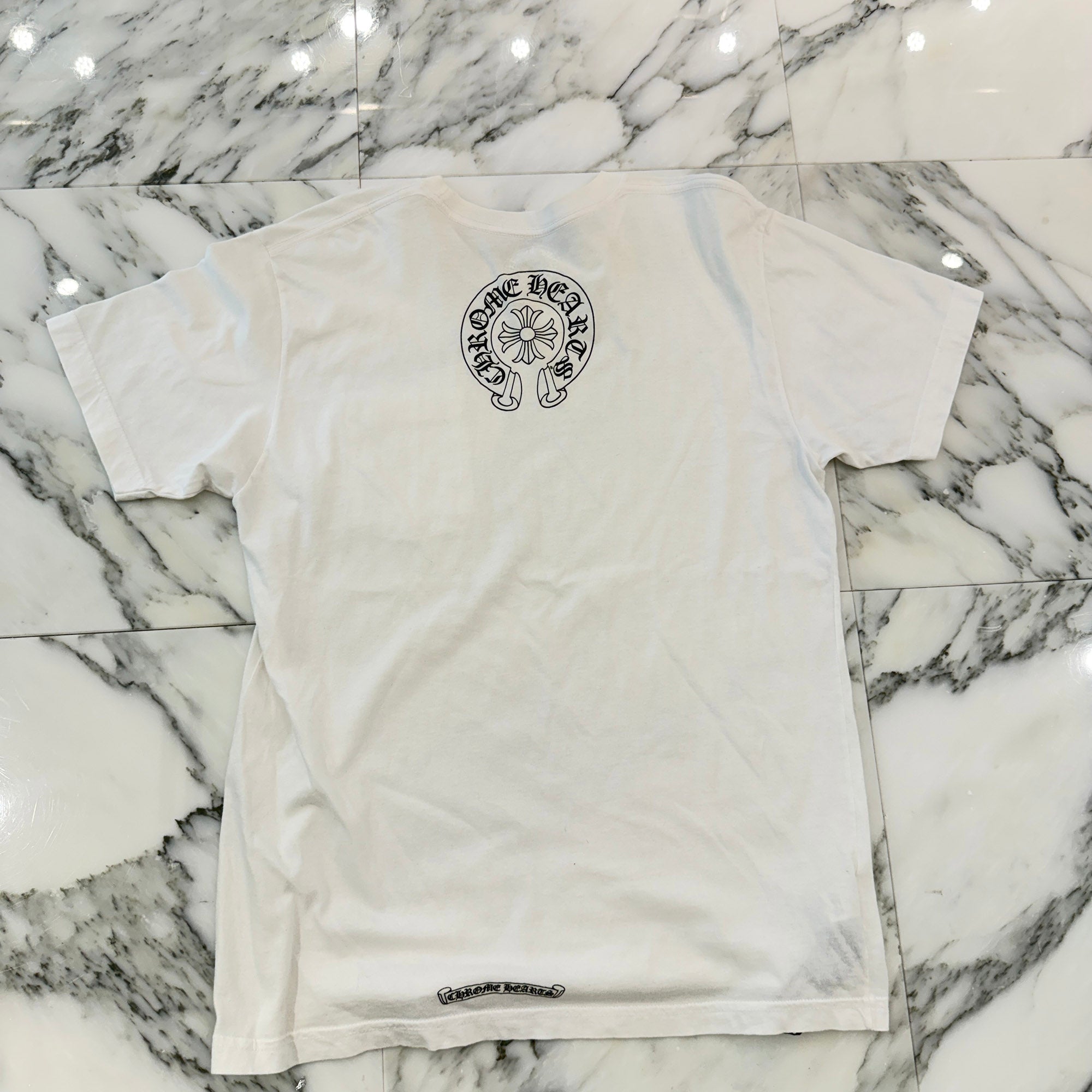 CHROME HEARTS Neck Logo Back Horseshoe Tee Size L クロムハーツ ネックロゴバックホースシューTシャツ サイズL
