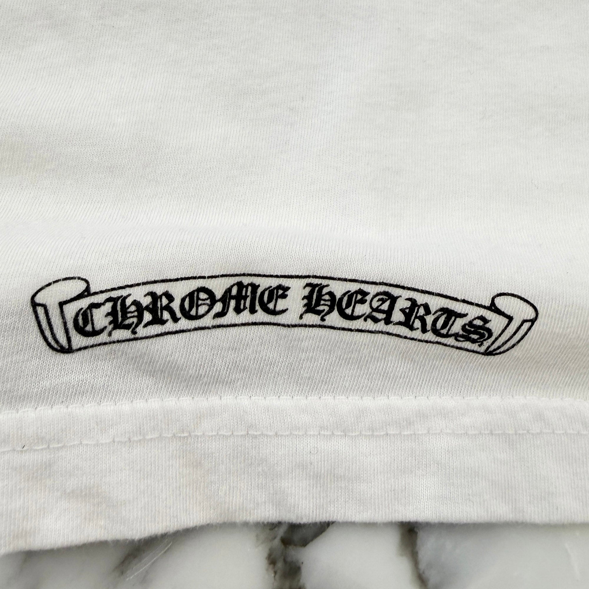 CHROME HEARTS Neck Logo Back Horseshoe Tee Size L クロムハーツ ネックロゴバックホースシューTシャツ サイズL
