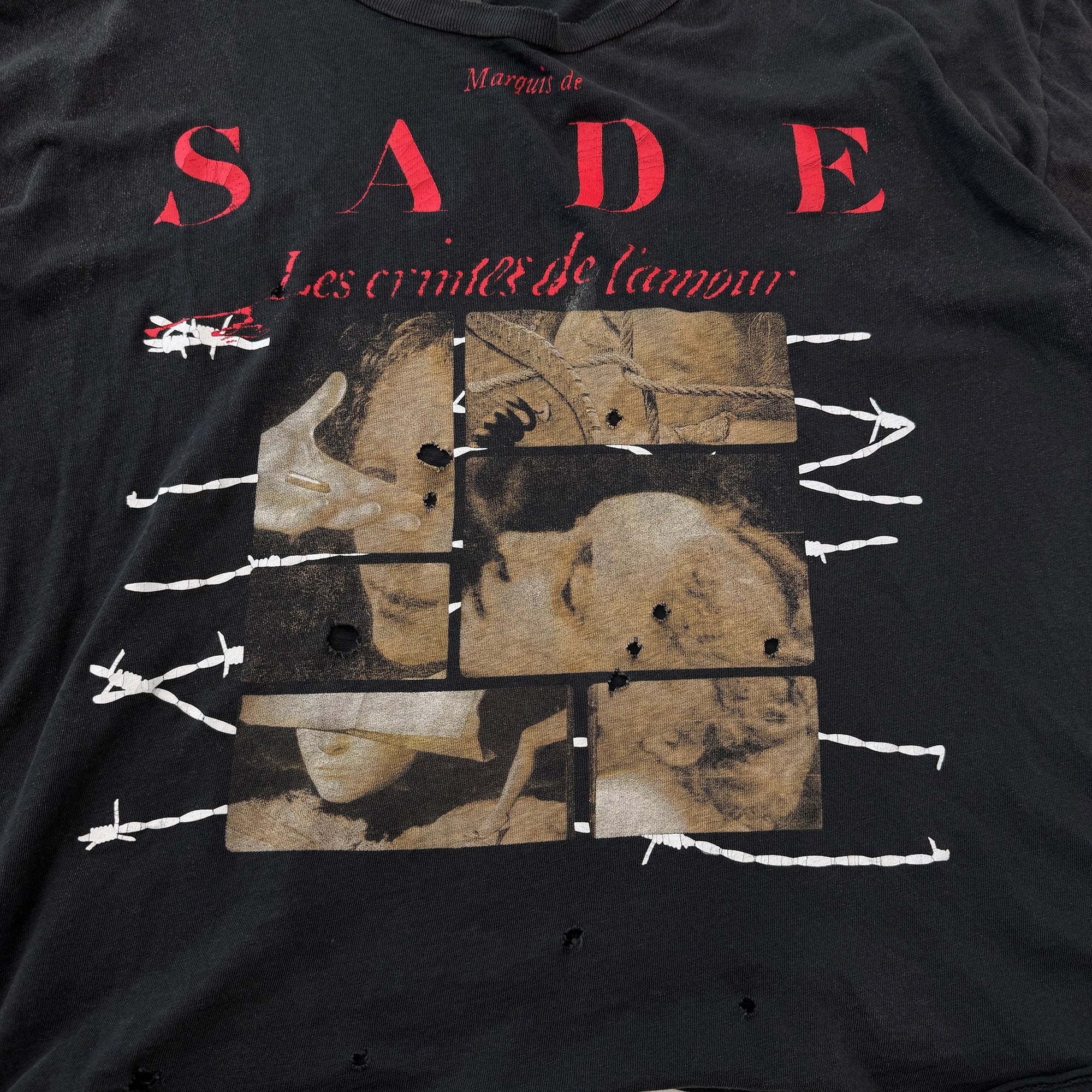 Enfants Riches Déprimés 2023SS "Sade Les Crimes De L'amour" Damage Tee Size XXL アンファン リッシュ デプリメ "シャーデ レ クリム ドゥ ラムール" ダメージ Tシャツ サイズXXL