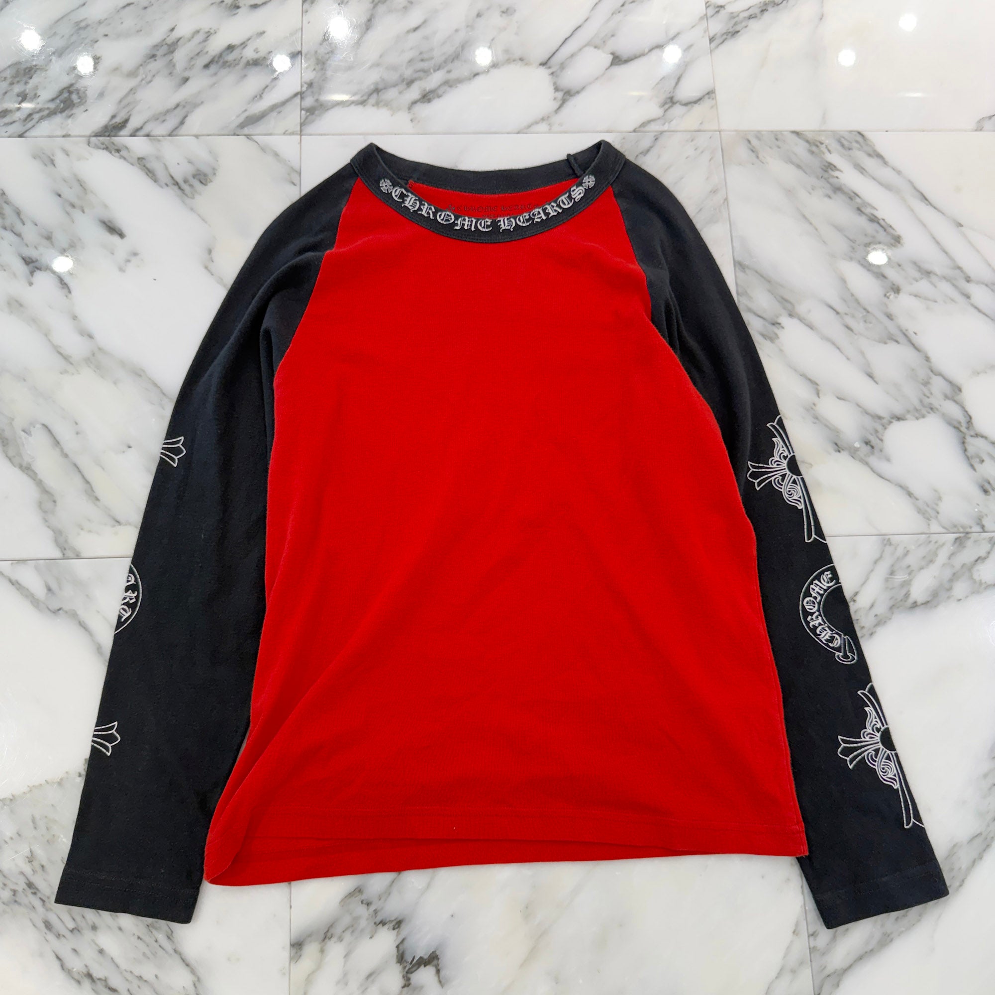 CHROME HEARTS Neck Logo Raglan Long Sleeve Tee Size M クロムハーツ ネックロゴ ラグランロングスリーブ Tシャツ サイズM