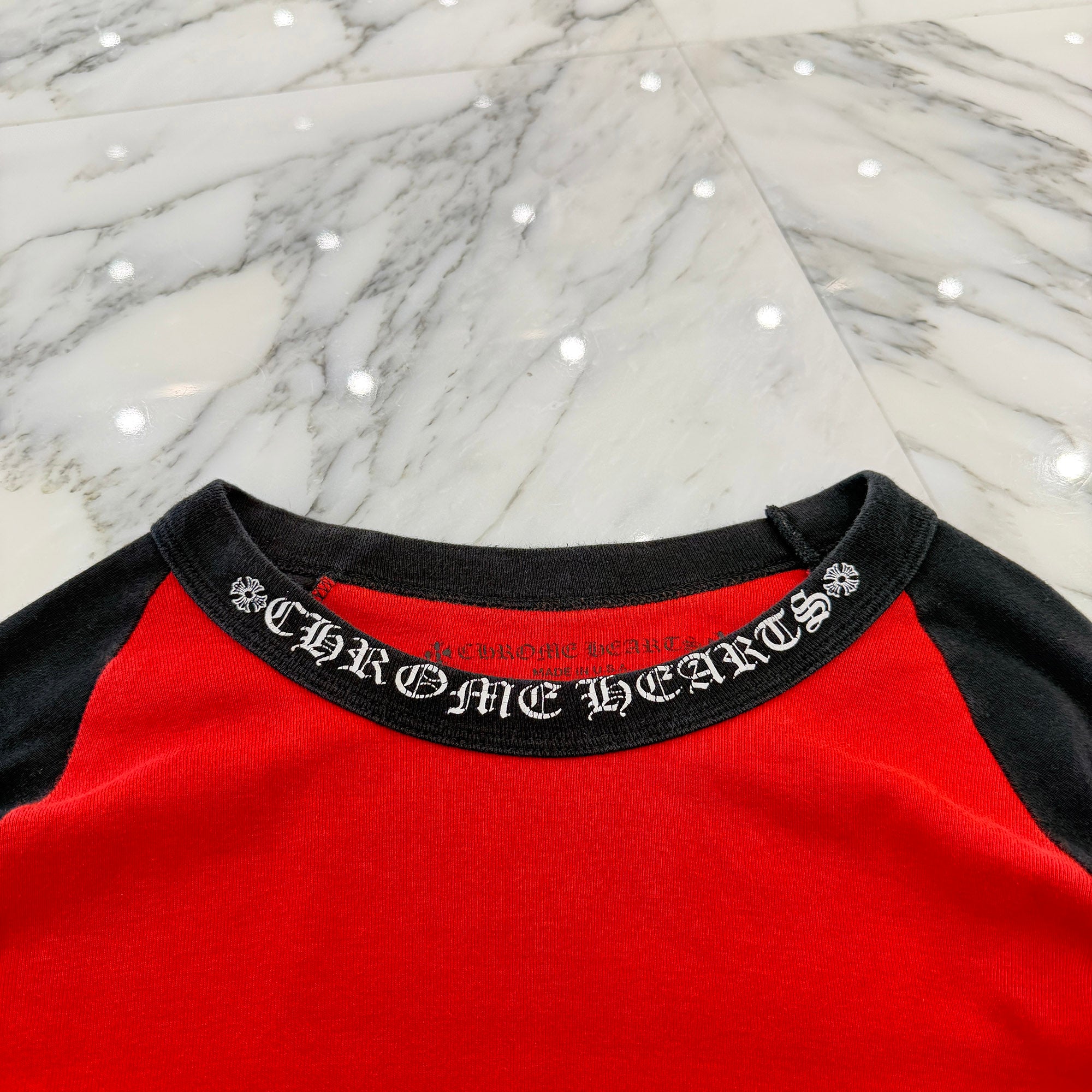 CHROME HEARTS Neck Logo Raglan Long Sleeve Tee Size M クロムハーツ ネックロゴ ラグランロングスリーブ Tシャツ サイズM