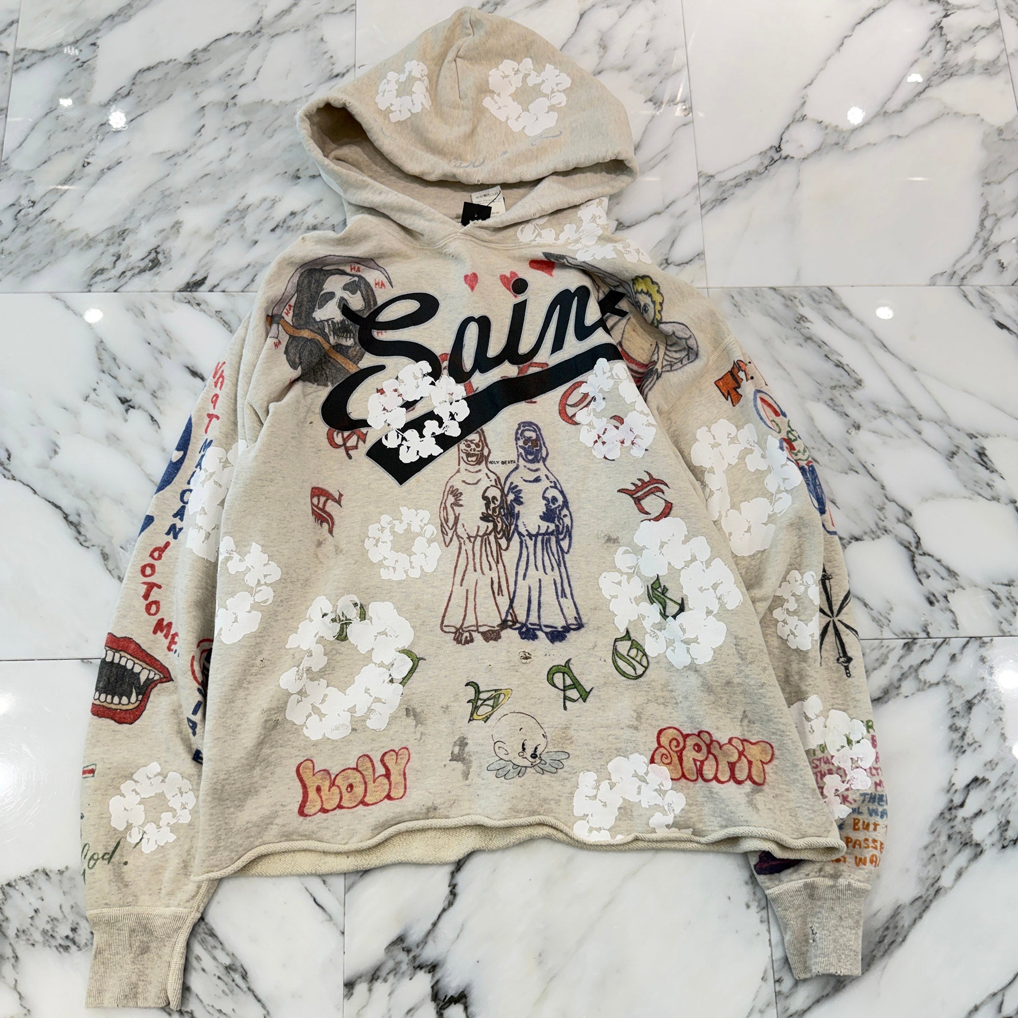 SAINT Mxxxxxx x DENIM TEARS 2022SS GREENAFFITTI HOODIE SM-S22-0000-083 Size XL セントマイケル×デニムティアーズ グラフィティー フーディ サイズXL