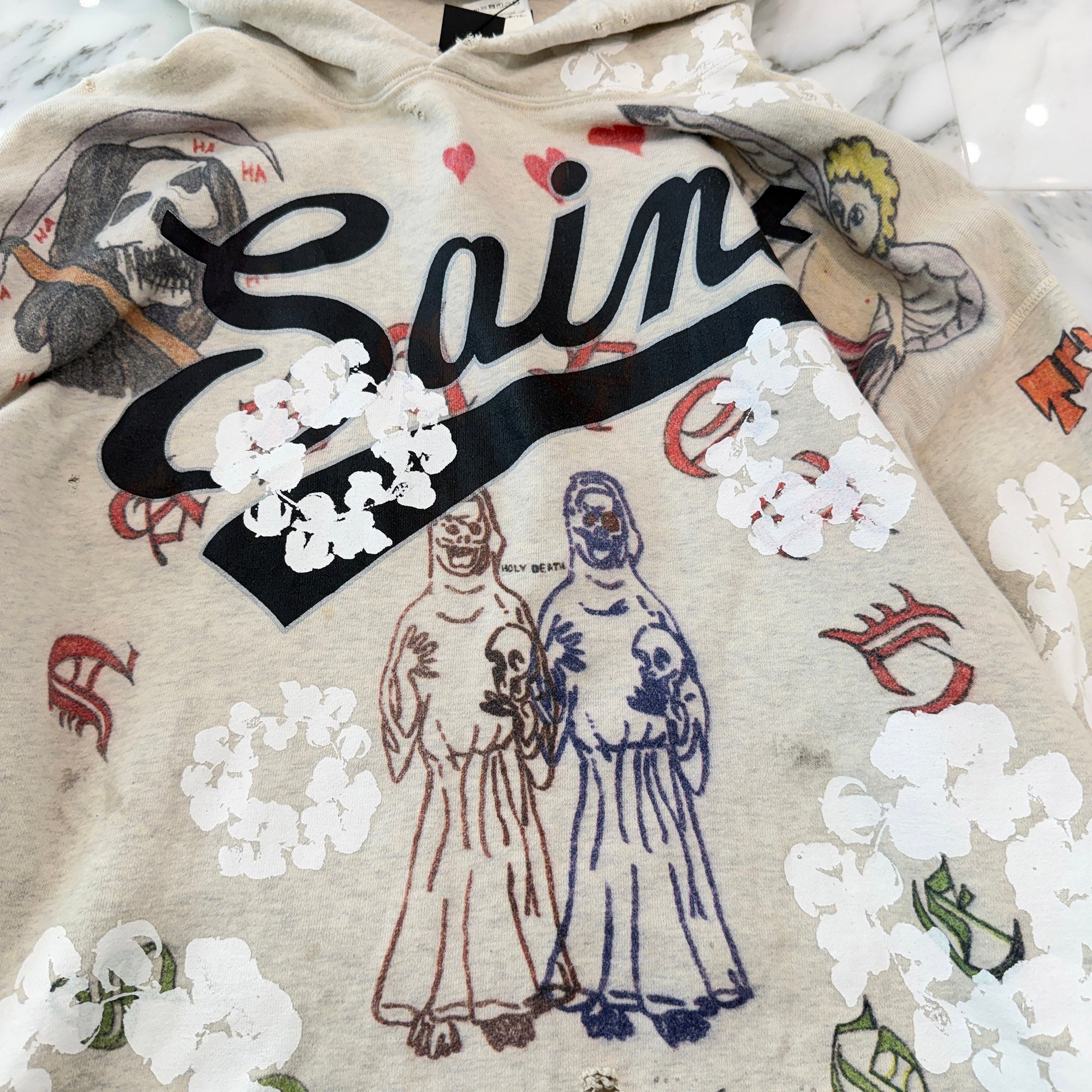 SAINT Mxxxxxx x DENIM TEARS 2022SS GREENAFFITTI HOODIE SM-S22-0000-083 Size XL セントマイケル×デニムティアーズ グラフィティー フーディ サイズXL