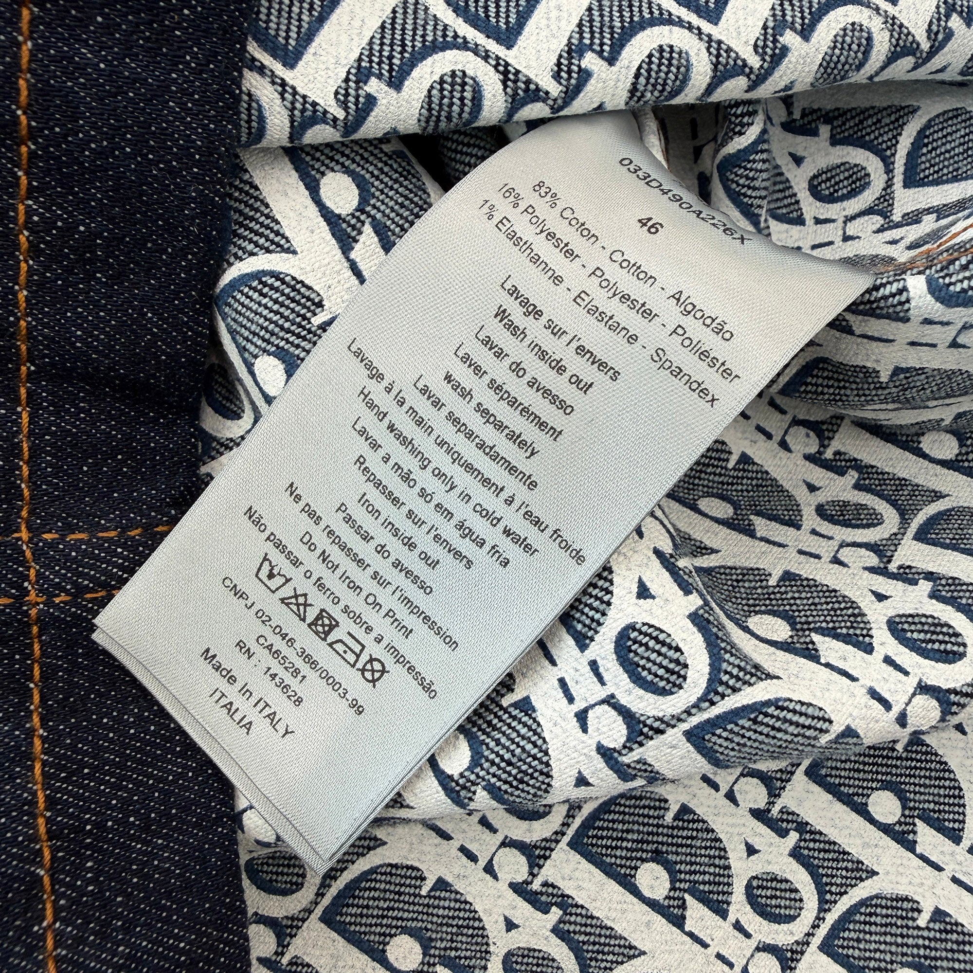 DIOR 2022SS Oblique Cotton Denim Jacket 033D490A226X Size 46 ディオール オブリーク コットン デニムジャケット サイズ46