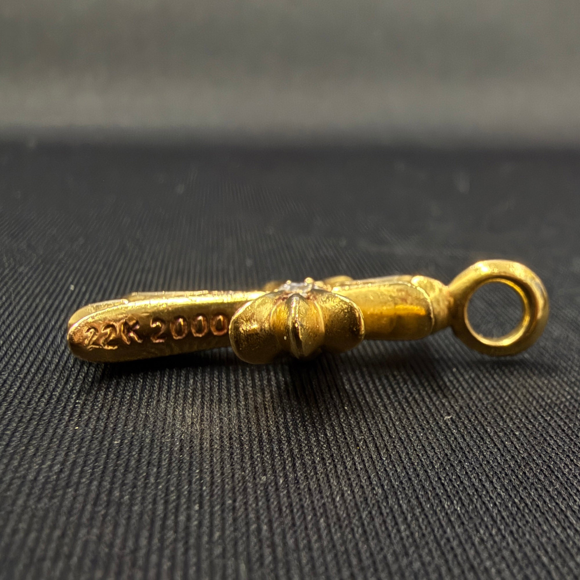 CHROME HEARTS 22K Tiny Fat Cross Charm Pave Diamond Pendant Top クロムハーツ 22K タイニーファット クロス チャーム パヴェダイヤモンド ペンダントトップ