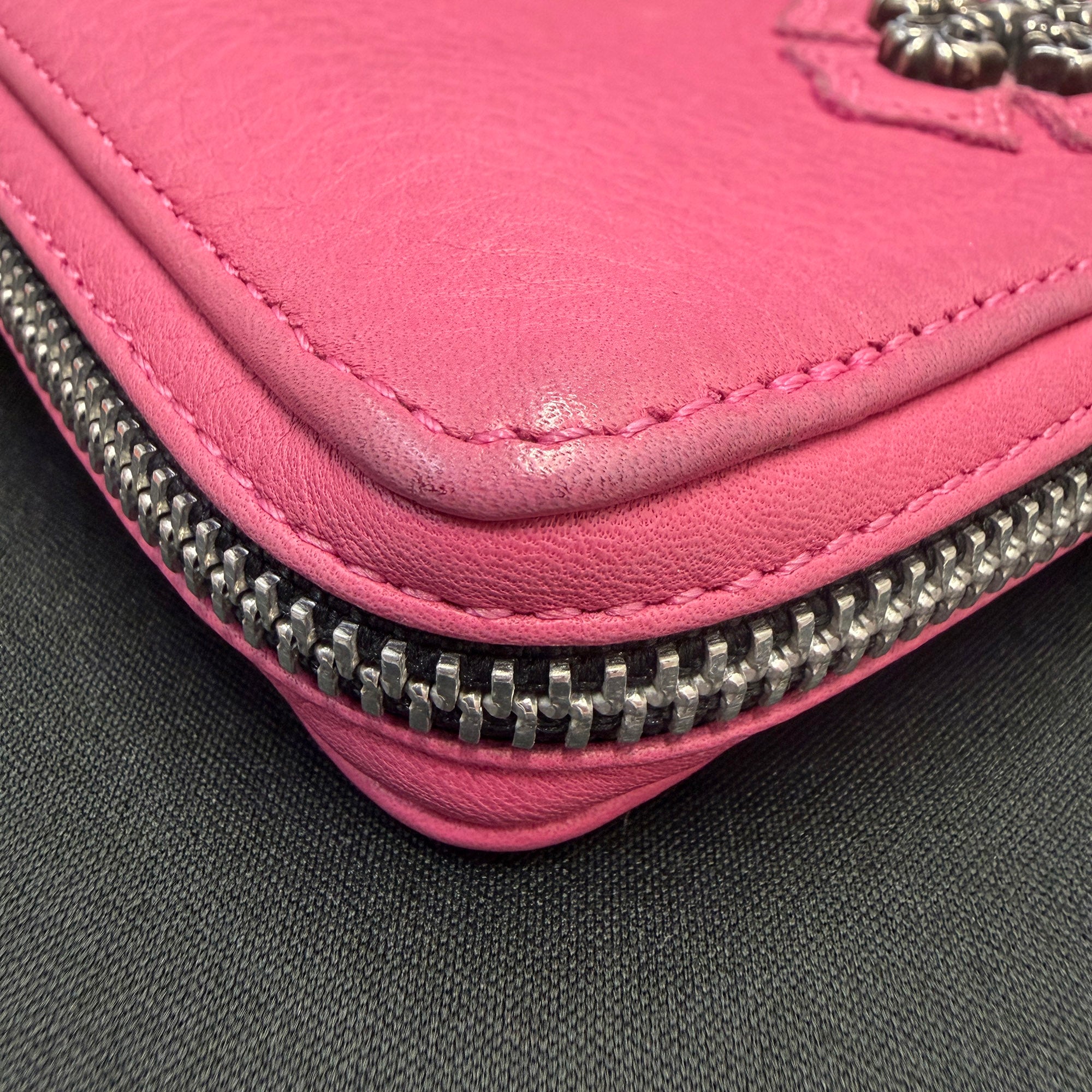 CHROME HEARTS Filigree Plus Leather Patch Round Zip Wallet クロムハーツ フィリグリープラス レザーパッチ ウォレット