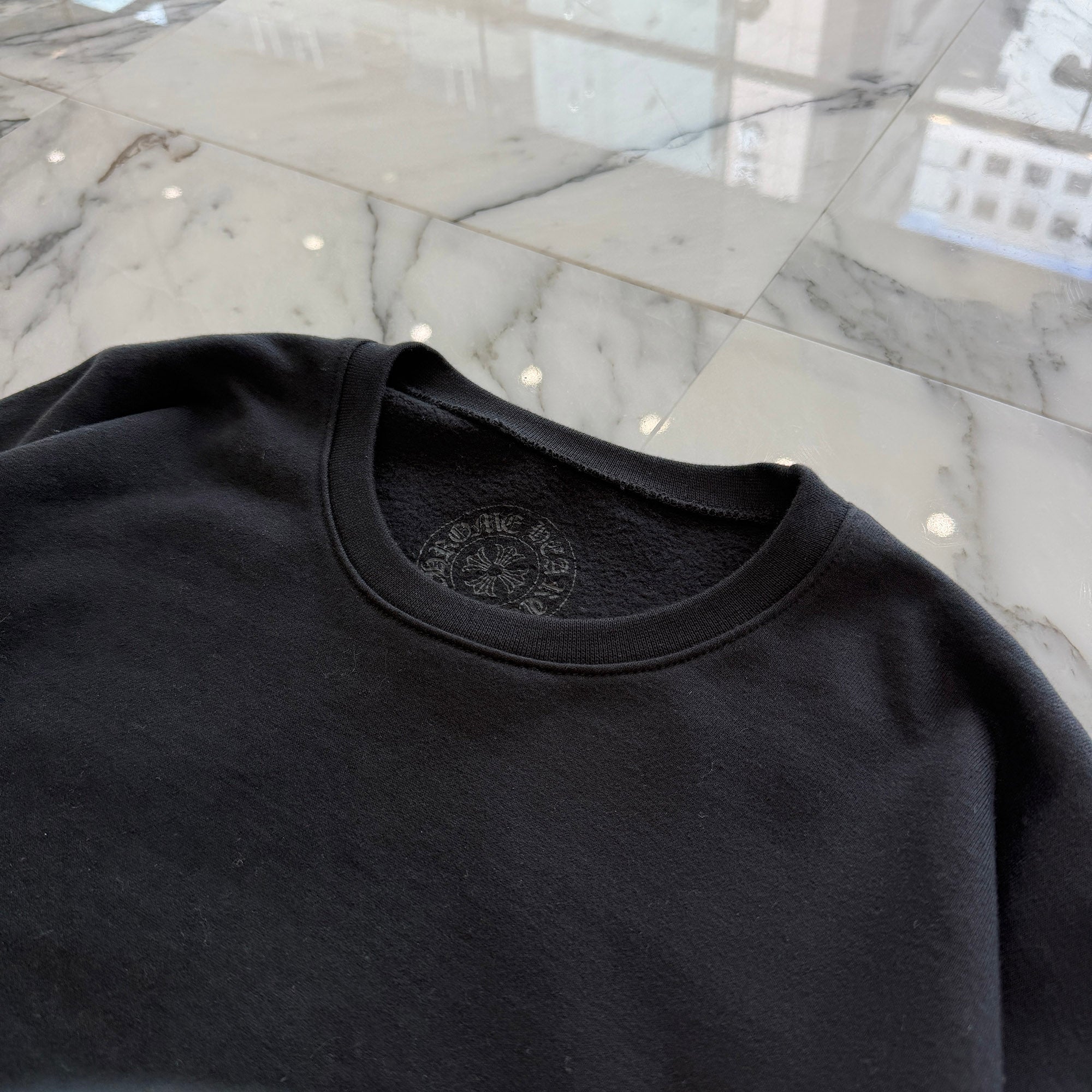 CHROME HEARTS Floral Cross Horseshoe Crewneck Sweat Shirts Size S クロムハーツ フローラルクロス ホースシュー クルーネック スウェットシャツ サイズS