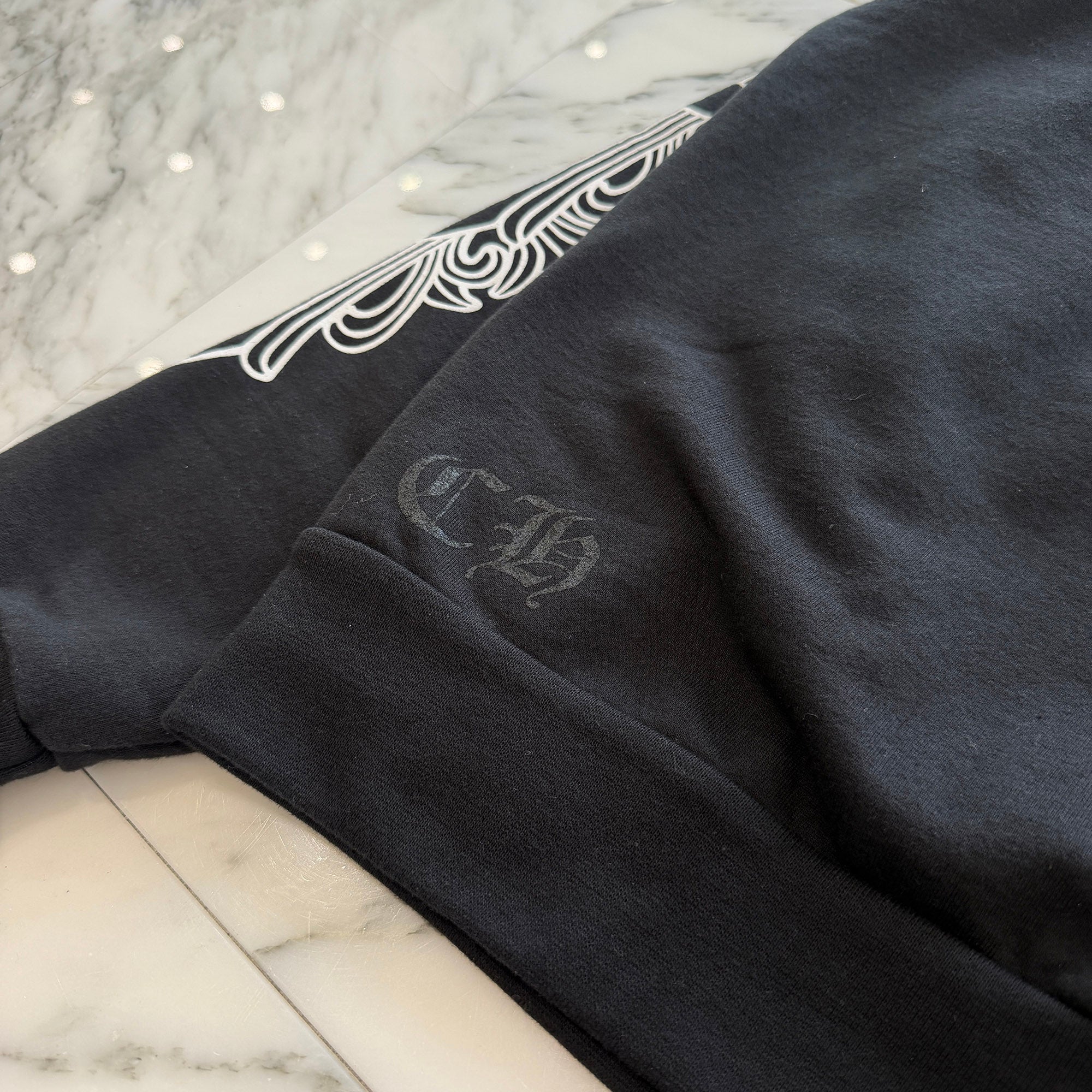 CHROME HEARTS Floral Cross Horseshoe Crewneck Sweat Shirts Size S クロムハーツ フローラルクロス ホースシュー クルーネック スウェットシャツ サイズS