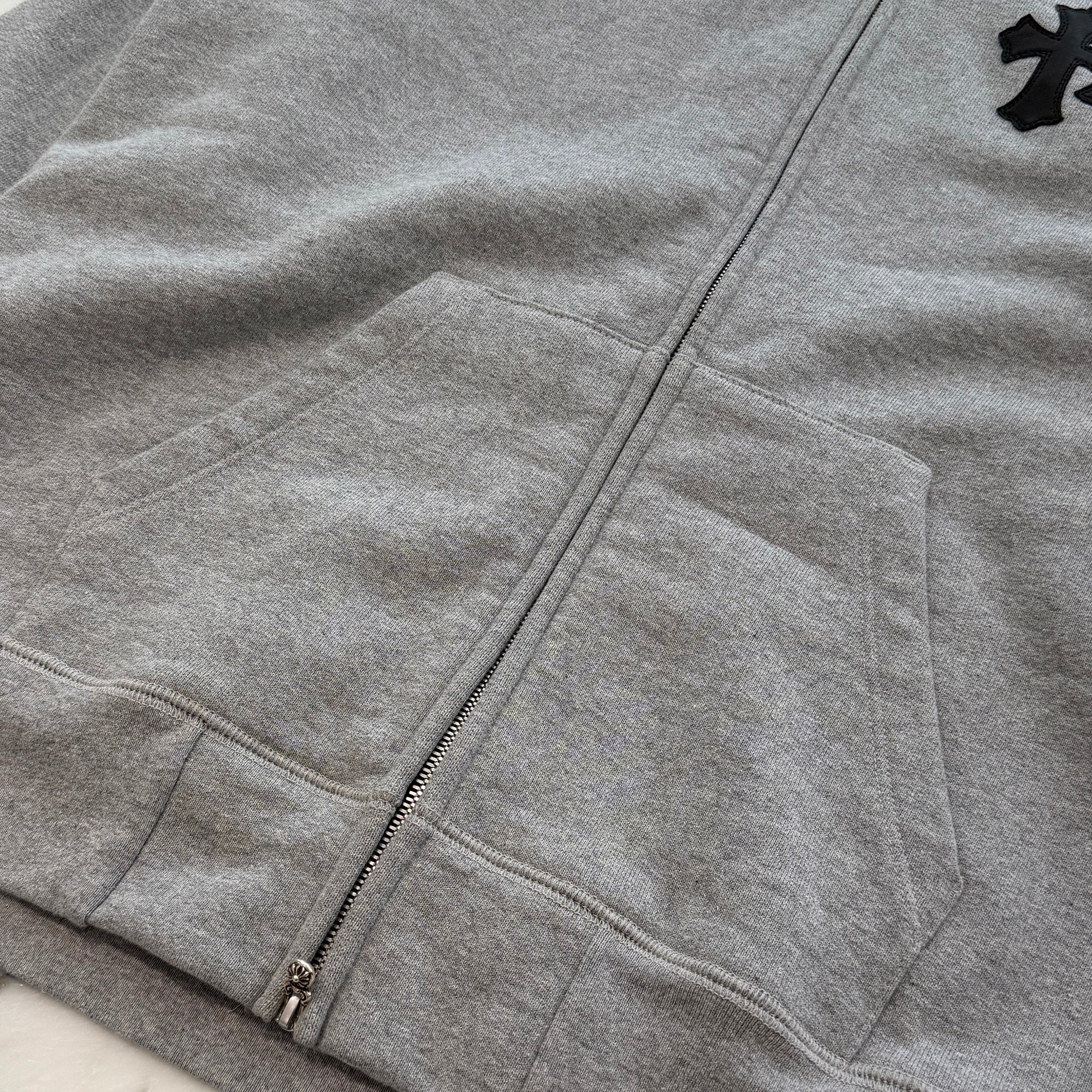 CHROME HEARTS Y NOT Triple Cross Leather Patch Zip Up Hoodie Size L クロムハーツ ワイノット トリプスクロス レザーパッチ ジップアップフーディ サイズL