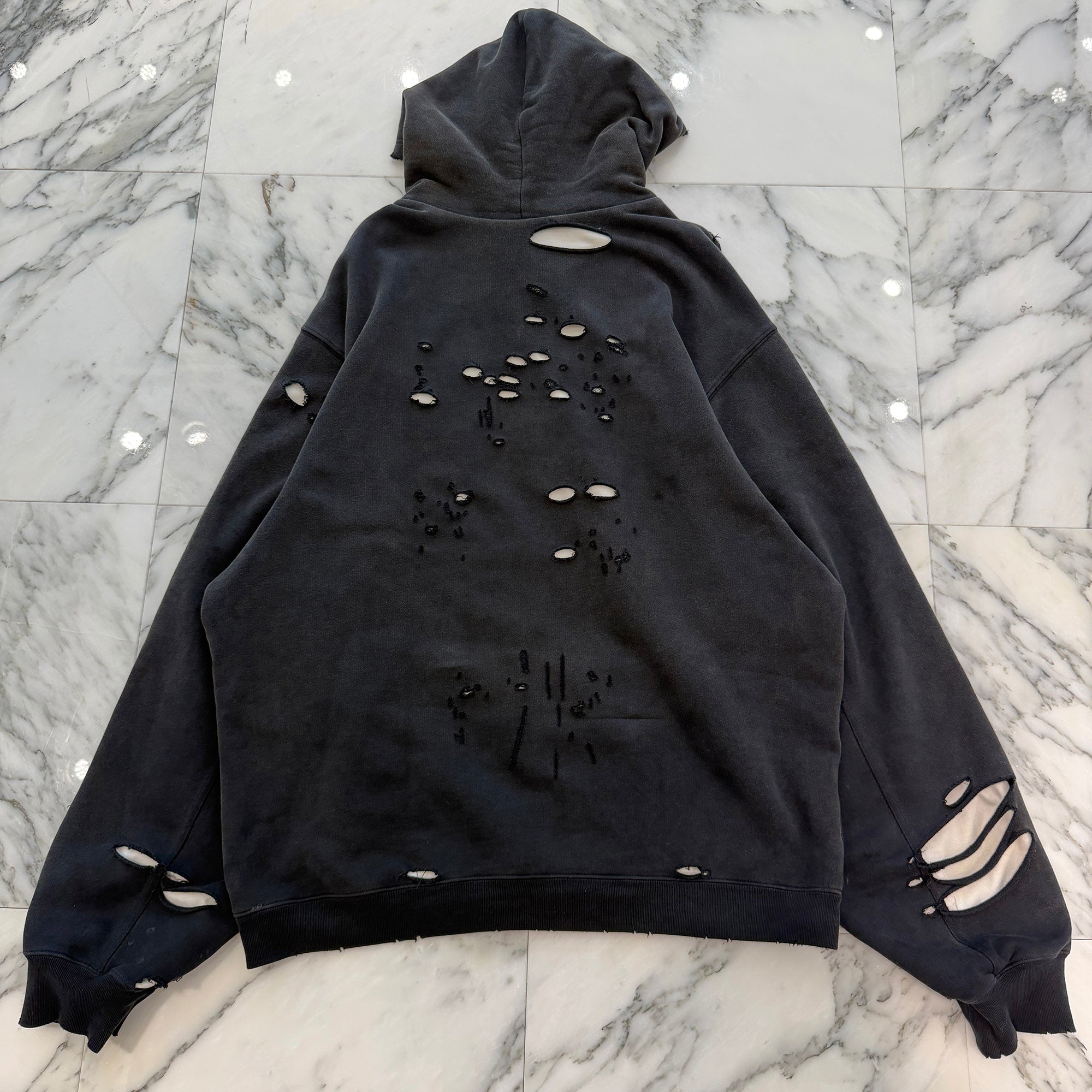 BALENCIAGA 2021SS Caps Destroyed Pullover Hoodie 659403 TKVB6 Size XXS バレンシアガ キャップス デストロイド プルオーバーフーディー サイズXXS