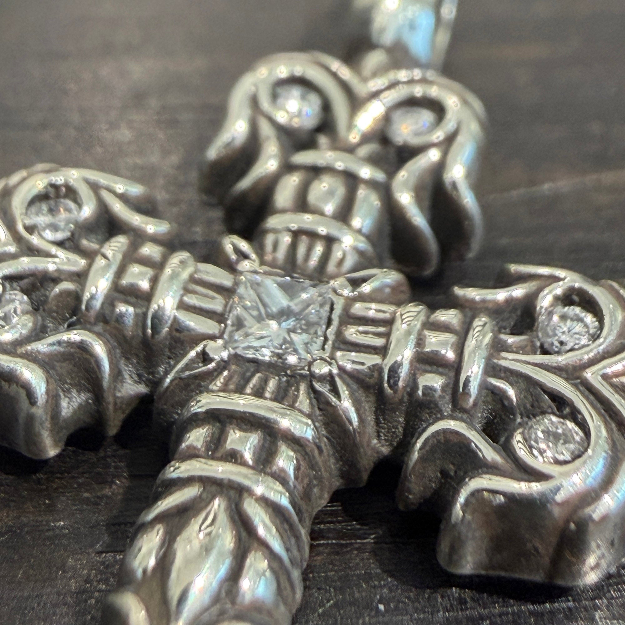 CHROME HEARTS Tiny Filigree Cross Charm Pave Diamond Pendent Top クロムハーツ タイニー フィリグリークロス チャーム パヴェダイヤモンド ペンダント トップ