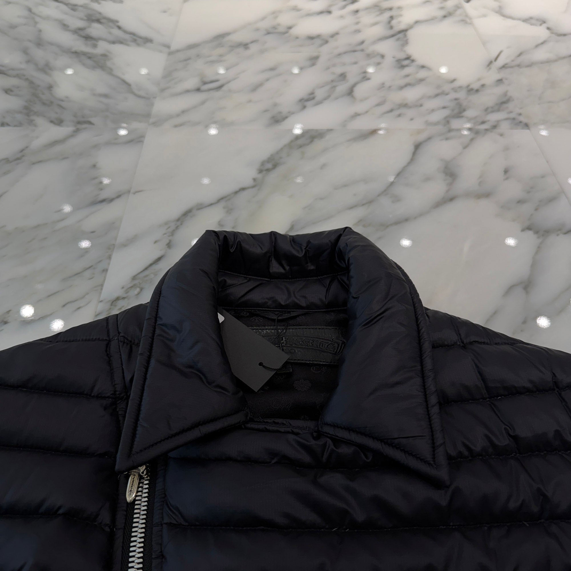 CHROME HEARTS Dagger Zip Quilting Riders Down Jacket Size S クロムハーツ ダガージップ キルティング ライダース ダウンジャケット サイズS