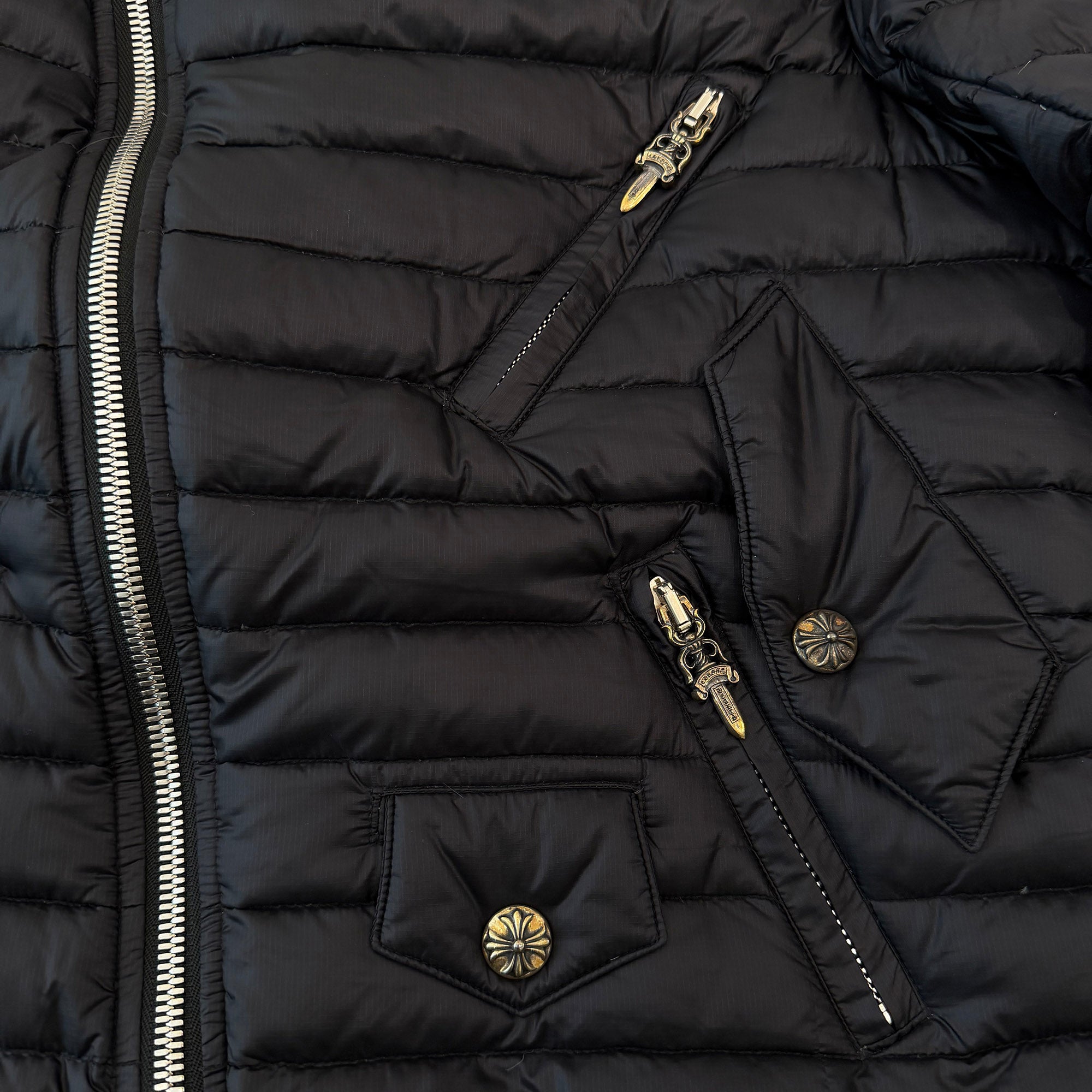CHROME HEARTS Dagger Zip Quilting Riders Down Jacket Size S クロムハーツ ダガージップ キルティング ライダース ダウンジャケット サイズS