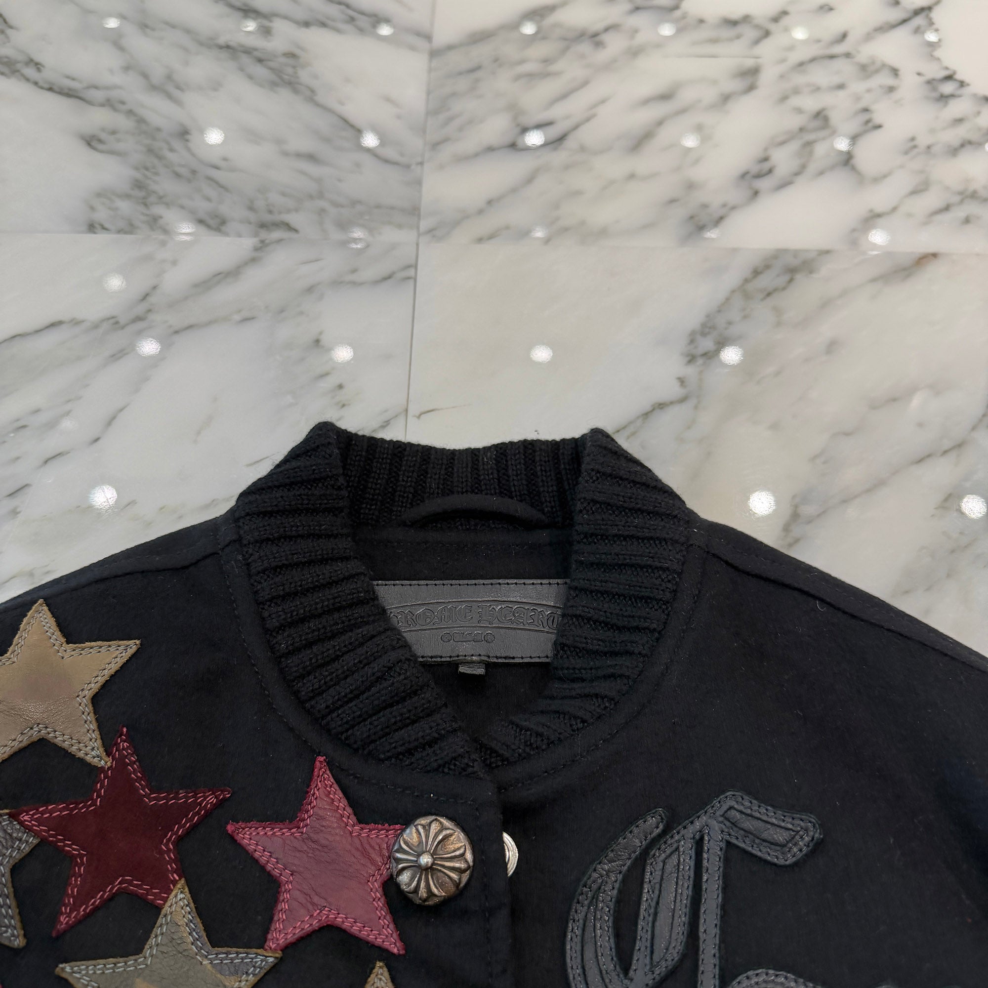 CHROME HEARTS LETTERMAN Multi Star Leather Patch Blouson Jacket Size M クロムハーツ レターマン マルチスターレザーパッチ ブルゾンジャケット サイズM