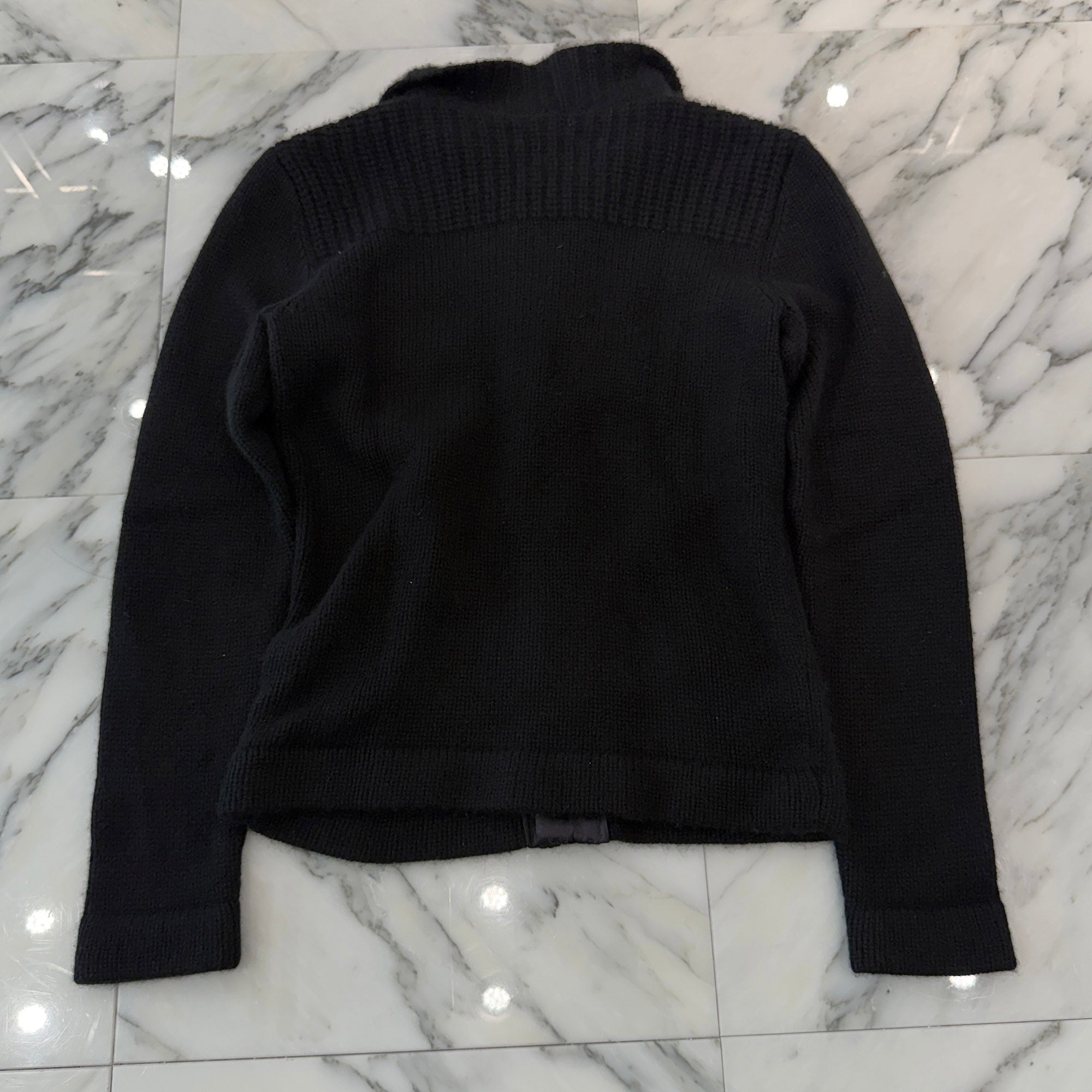 CHROME HEARTS Cross Ball Button Leather Pocket Cashmere Knit Cardigan Size SM クロムハーツ クロスボールボタン レザーポケット カシミヤニットカーディガン サイズSM