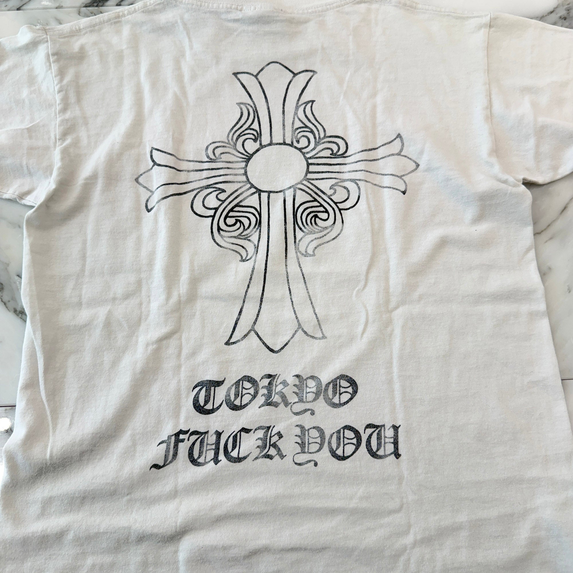 CHROME HEARTS Tokyo Limited Back Hairy Cross Fuck You Logo Tee Size S クロムハーツ 東京限定 バックヘイリークロス ファックユーロゴ Tシャツ サイズS