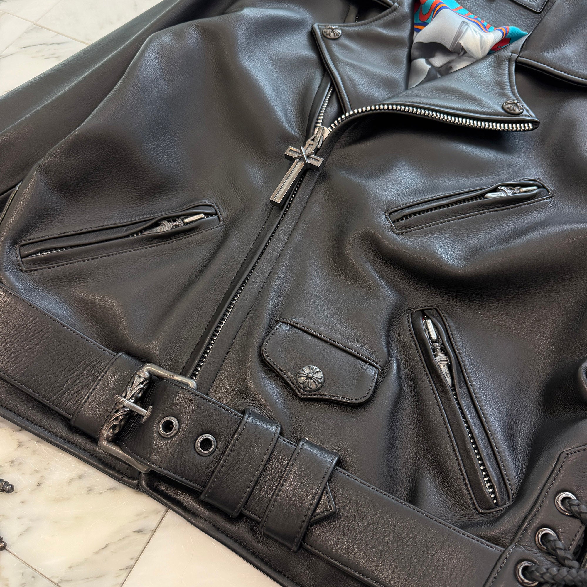 CHROME HEARTS JJ DEAN Maple Soap Zip Riders Leather Jacket Size M クロムハーツ JJディーン メープルソープ ジップ ライダース レザージャケット サイズM