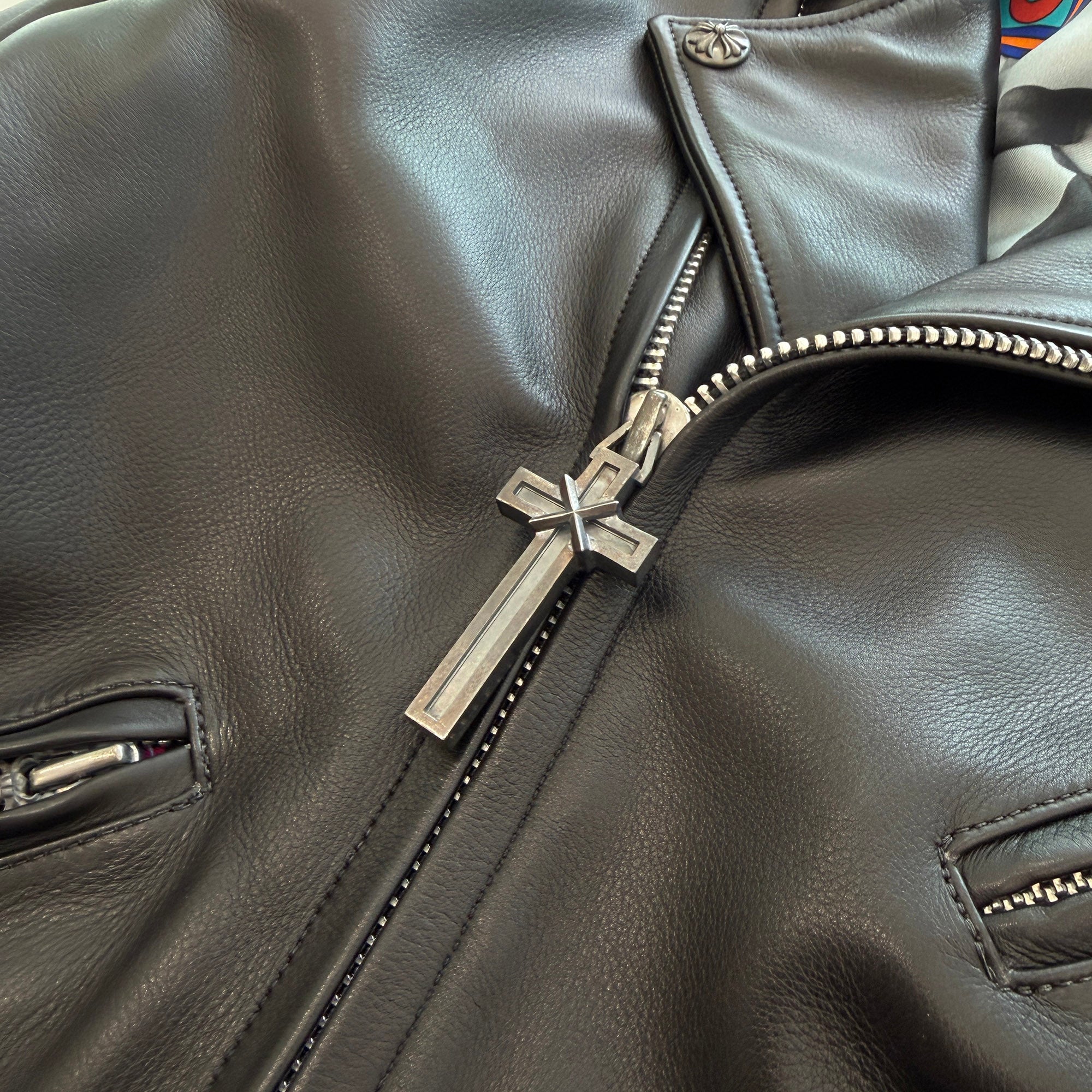 CHROME HEARTS JJ DEAN Maple Soap Zip Riders Leather Jacket Size M クロムハーツ JJディーン メープルソープ ジップ ライダース レザージャケット サイズM