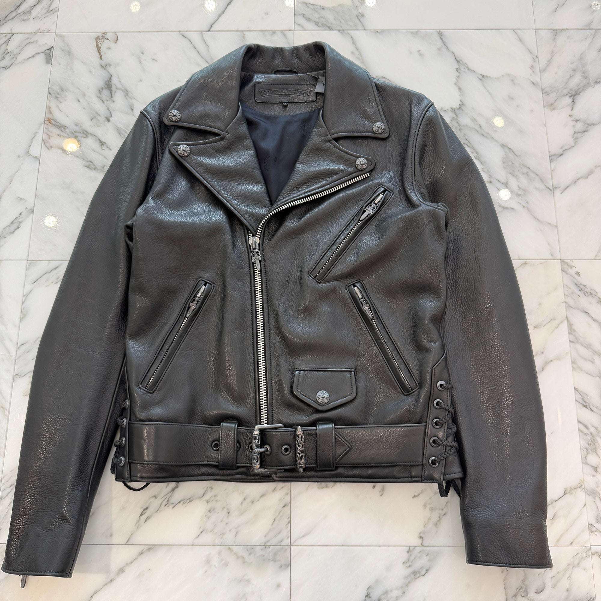 CHROME HEARTS JJ DEAN Dagger Zip Riders Leather Jacket Size M クロムハーツ JJディーン ダガー ジップ ライダース レザージャケット サイズM