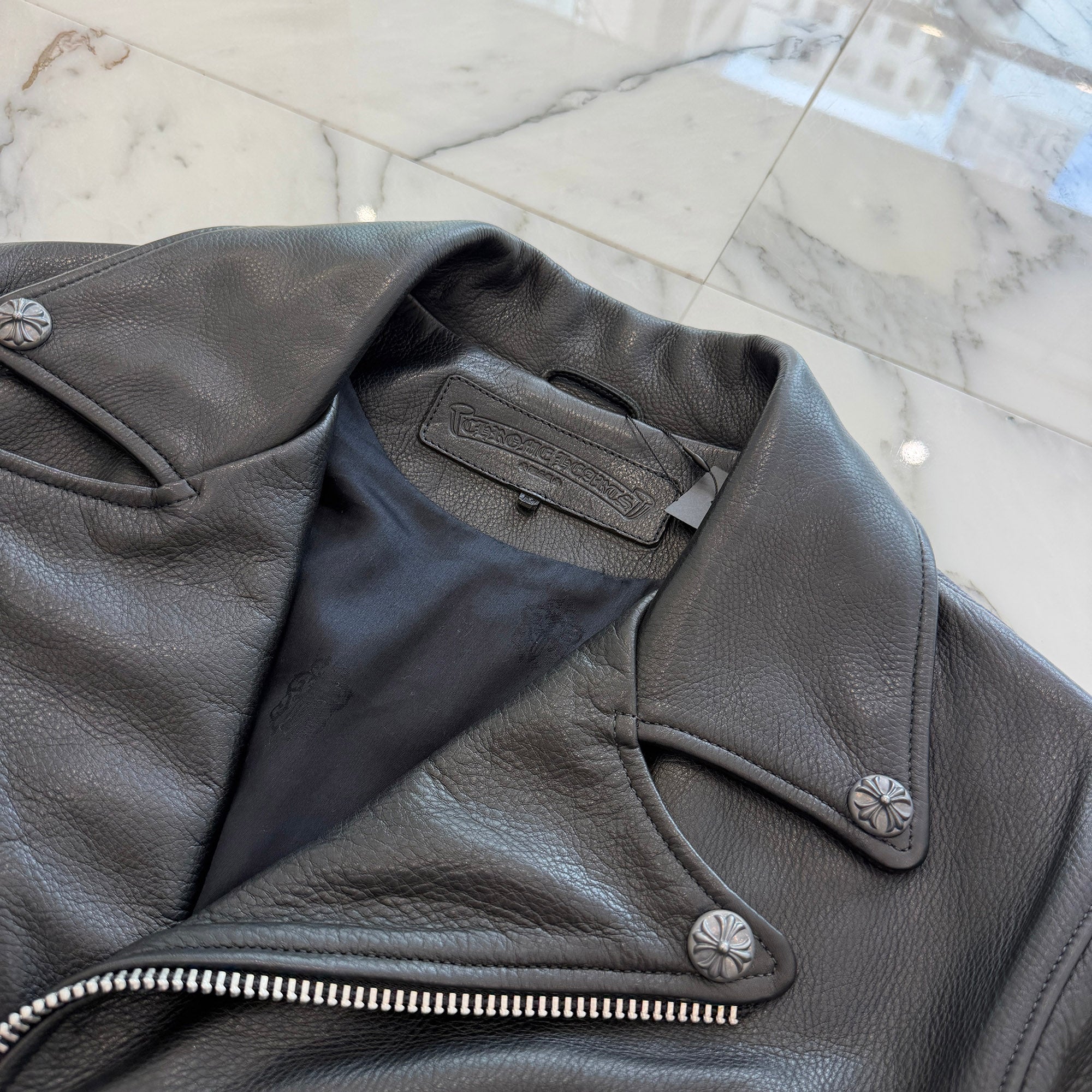 CHROME HEARTS JJ DEAN Dagger Zip Riders Leather Jacket Size M クロムハーツ JJディーン ダガー ジップ ライダース レザージャケット サイズM