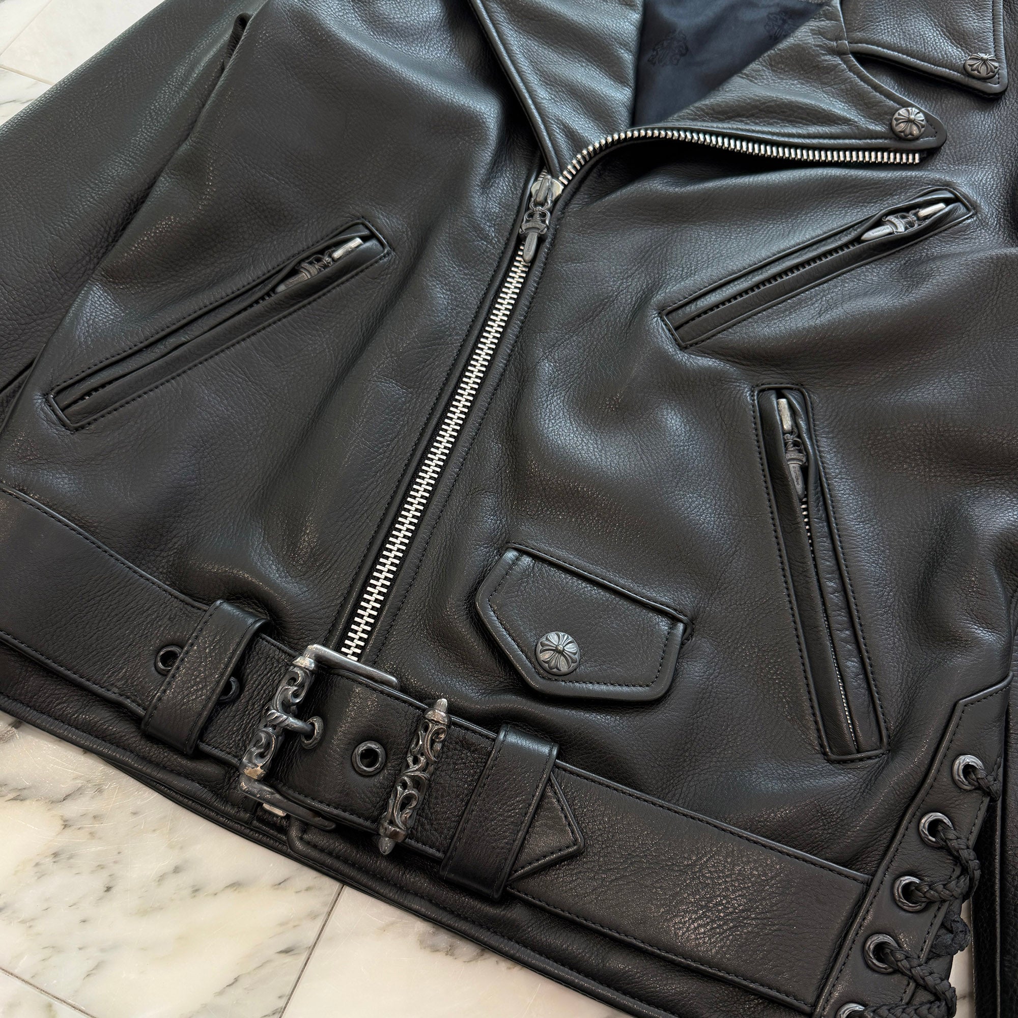 CHROME HEARTS JJ DEAN Dagger Zip Riders Leather Jacket Size M クロムハーツ JJディーン ダガー ジップ ライダース レザージャケット サイズM