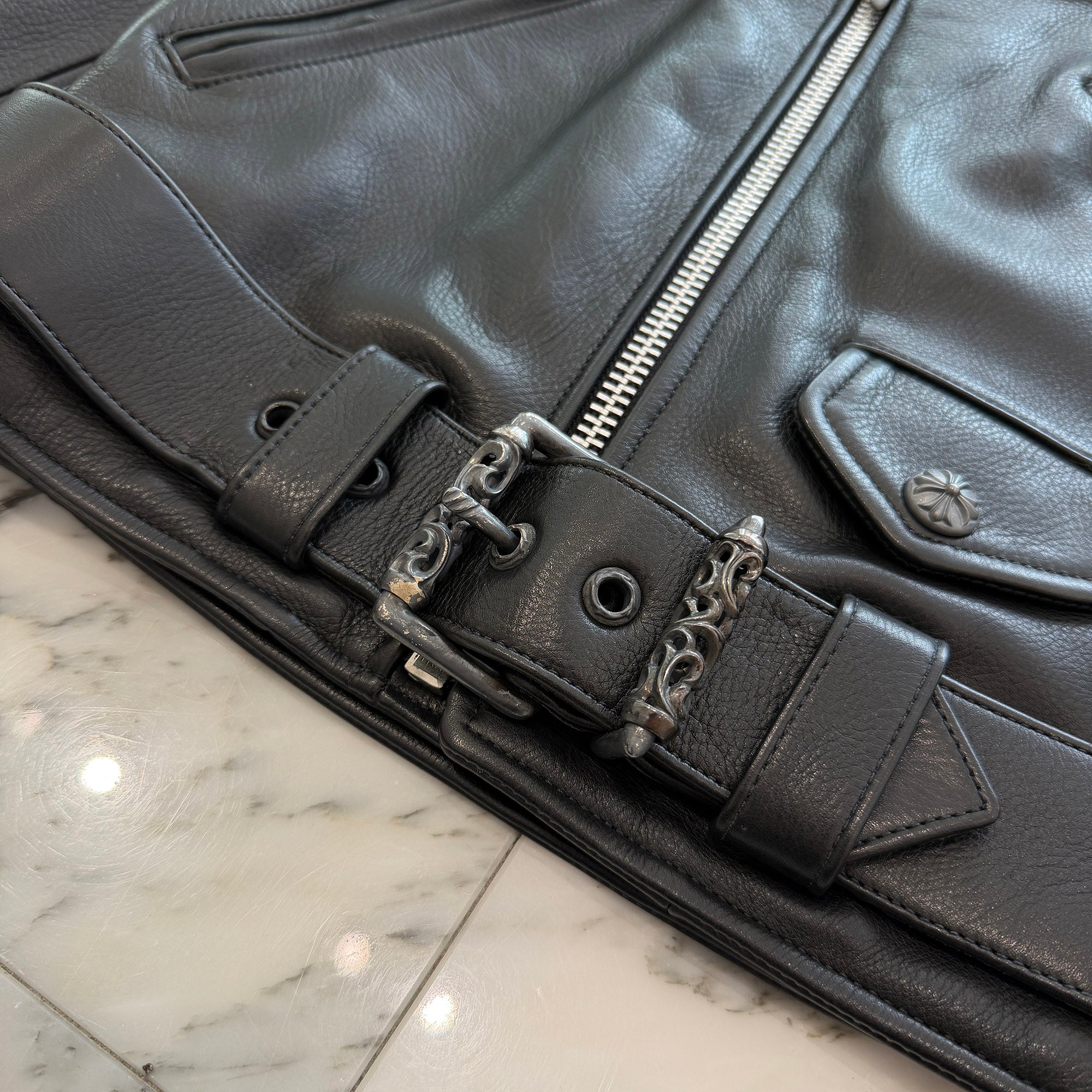 CHROME HEARTS JJ DEAN Dagger Zip Riders Leather Jacket Size M クロムハーツ JJディーン ダガー ジップ ライダース レザージャケット サイズM