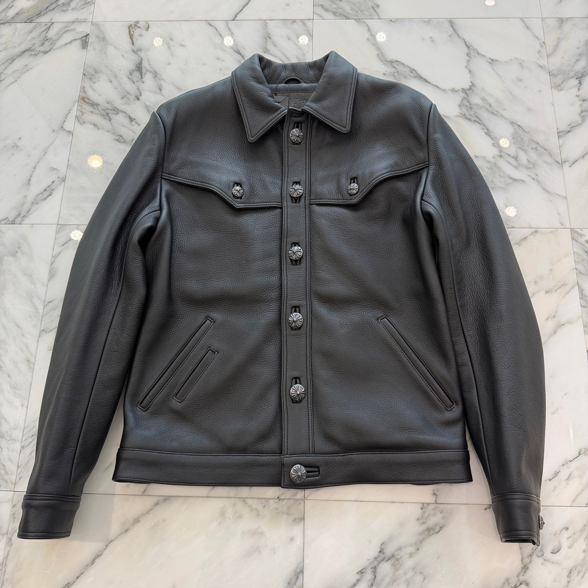 CHROME HEARTS Classic Jean Leather Jacket Size S クロムハーツ クラシック ジーン レザー ジャケット サイズS