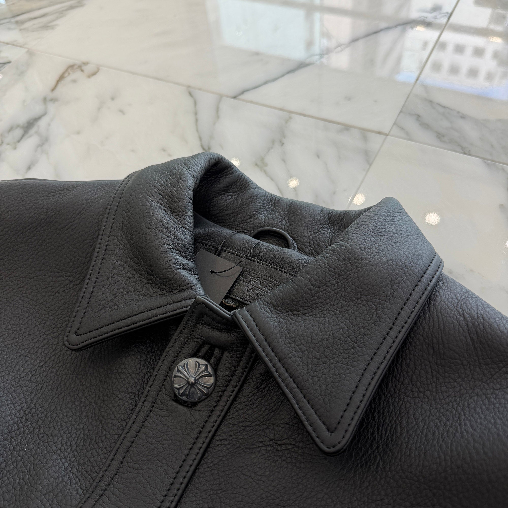 CHROME HEARTS Classic Jean Leather Jacket Size S クロムハーツ クラシック ジーン レザー ジャケット サイズS