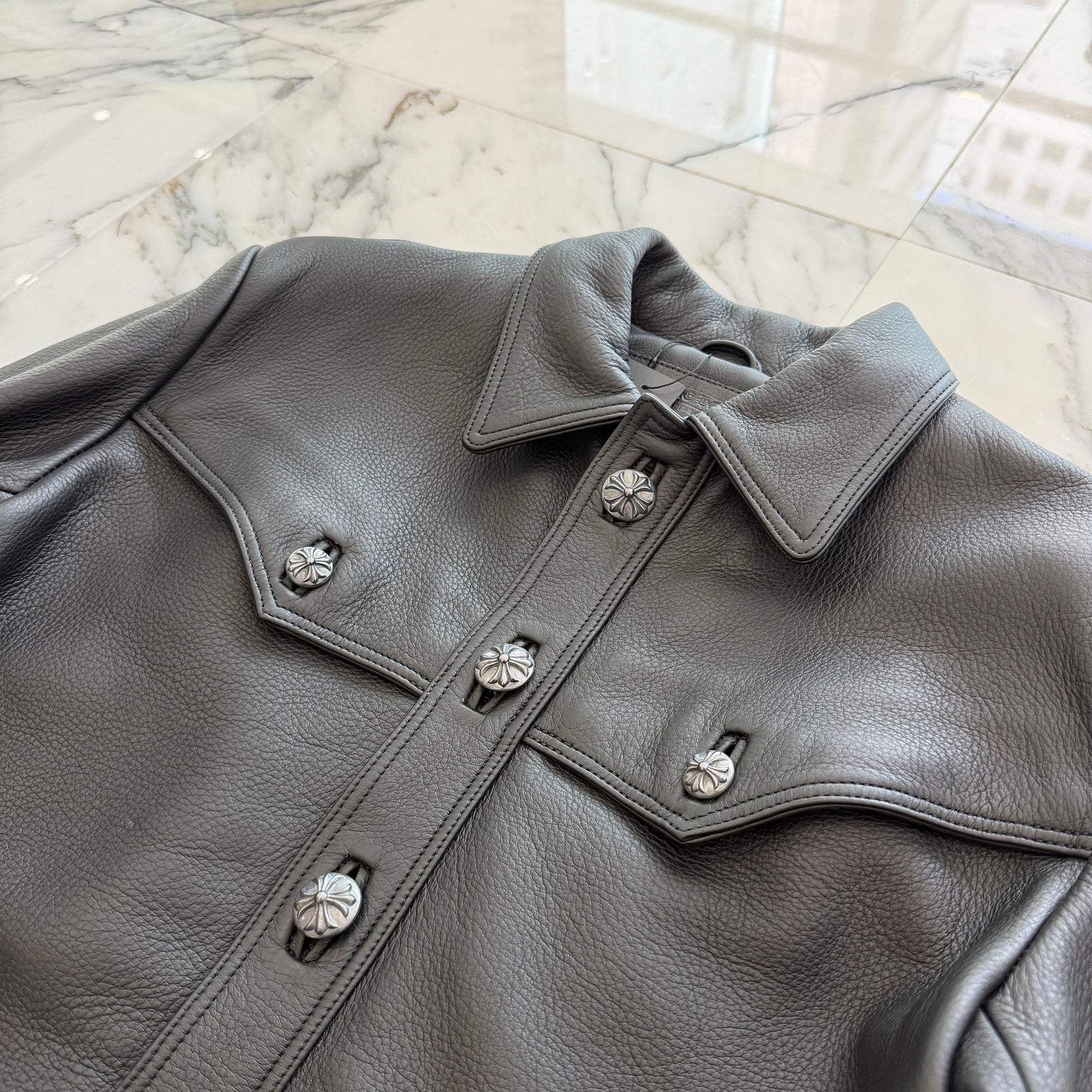 CHROME HEARTS Classic Jean Leather Jacket Size S クロムハーツ クラシック ジーン レザー ジャケット サイズS