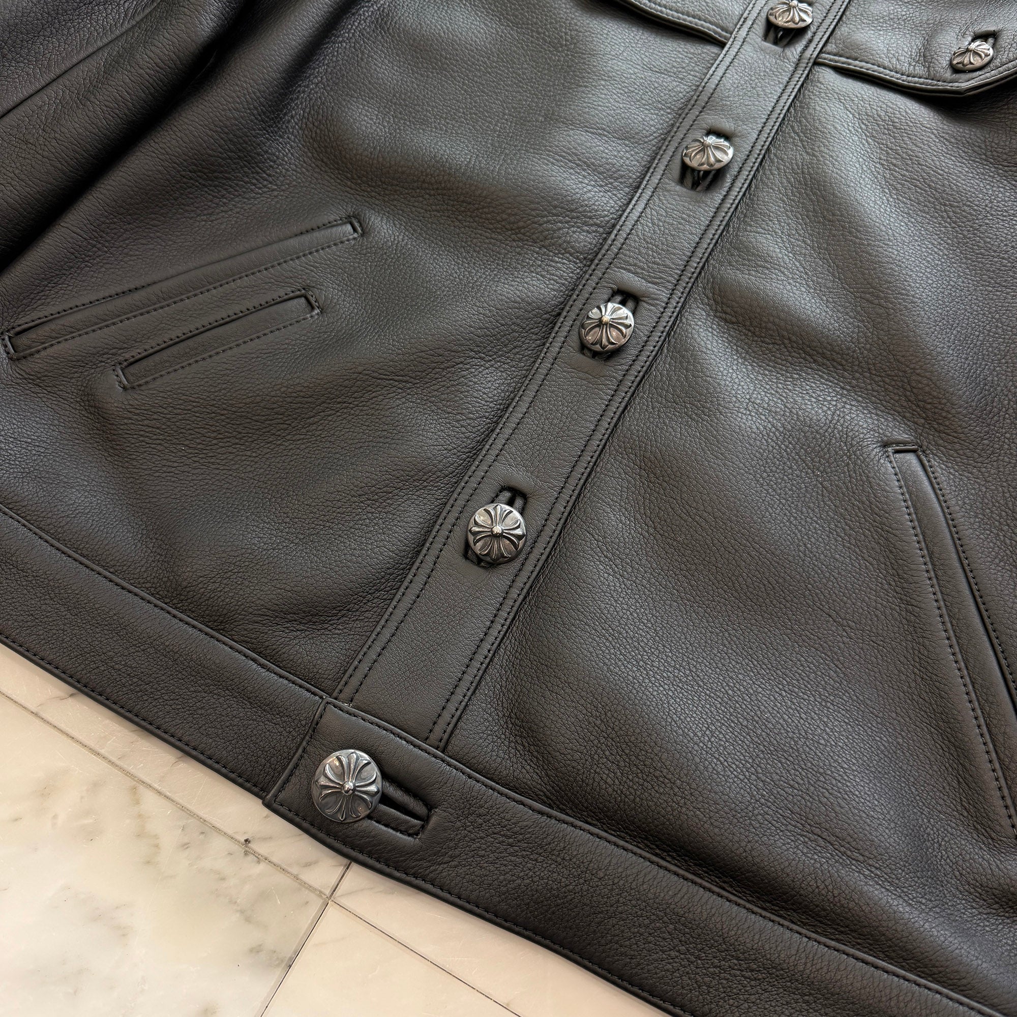 CHROME HEARTS Classic Jean Leather Jacket Size S クロムハーツ クラシック ジーン レザー ジャケット サイズS
