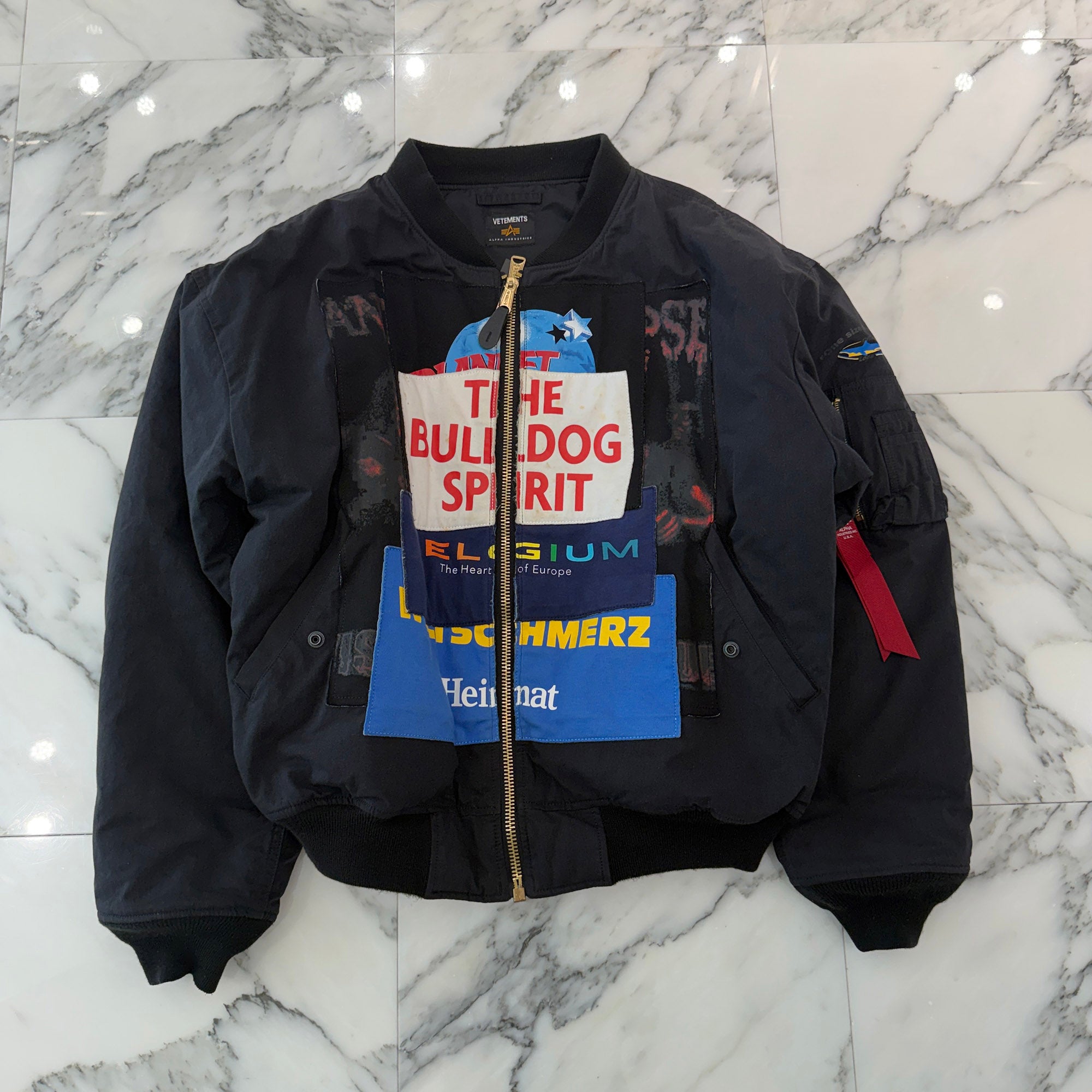 VETEMENTS × ALPHA INDUSTRIES 2018AW Reversible Patchwork Oversized Bomber Jacket UAH19JA303 Size XS ヴェトモン×アルファ インダストリーズ リバーシブル パッチワーク オーバーサイズ ボンバージャケット サイズXS
