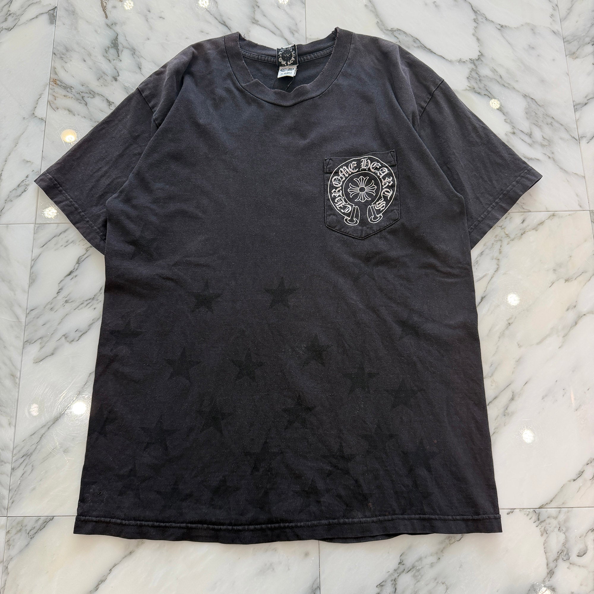 CHROME HEARTS Back Scroll Horseshoe Star Print Tee Size L クロムハーツ バックスクロール ホースシュー スタープリントTシャツ サイズL