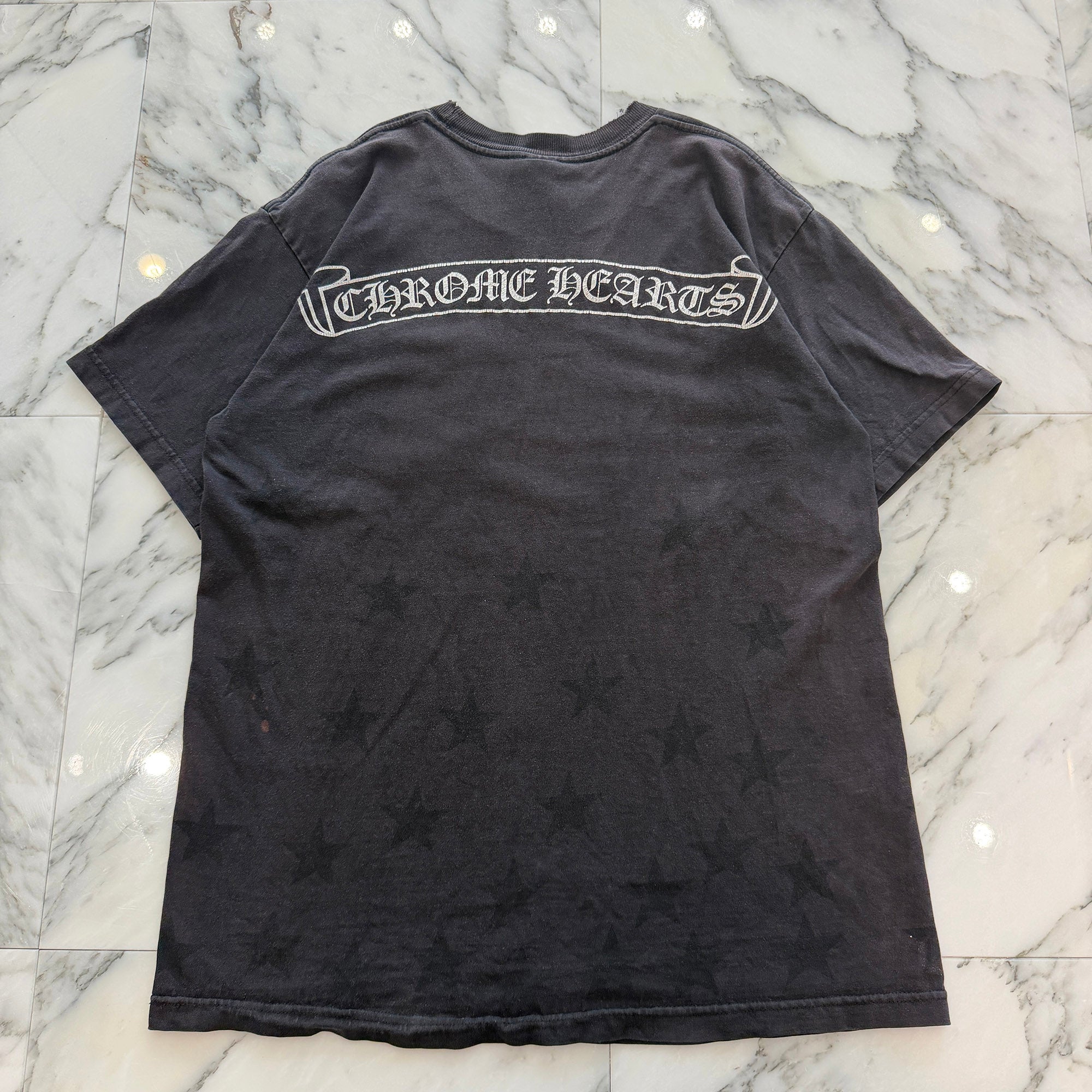 CHROME HEARTS Back Scroll Horseshoe Star Print Tee Size L クロムハーツ バックスクロール ホースシュー スタープリントTシャツ サイズL