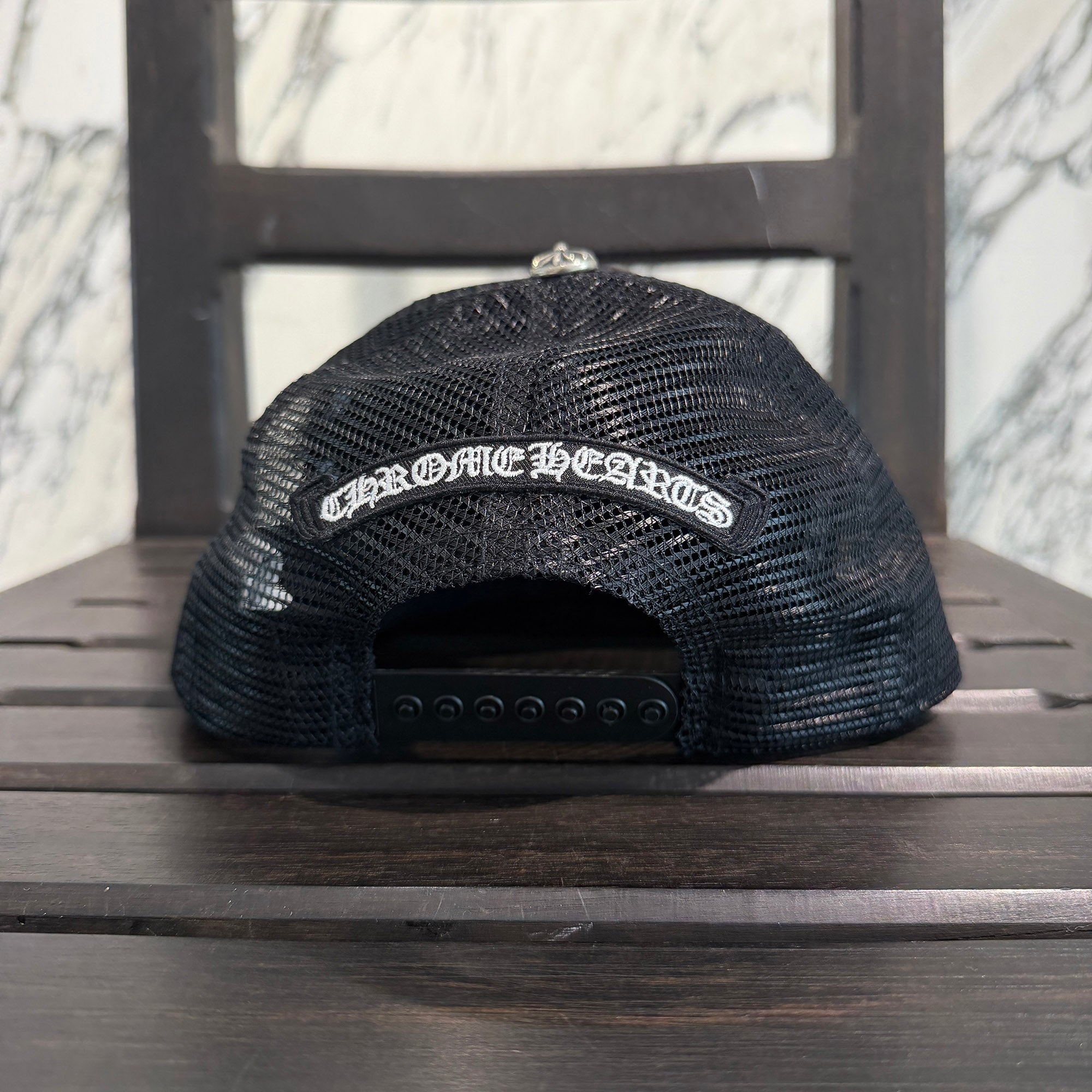 CHROME HEARTS FUCK Leather Patch Trucker Cap Size ONE SIZE (51-61) クロムハーツ ファック レザーパッチ トラッカーキャップ サイズONE SIZE (51-61)